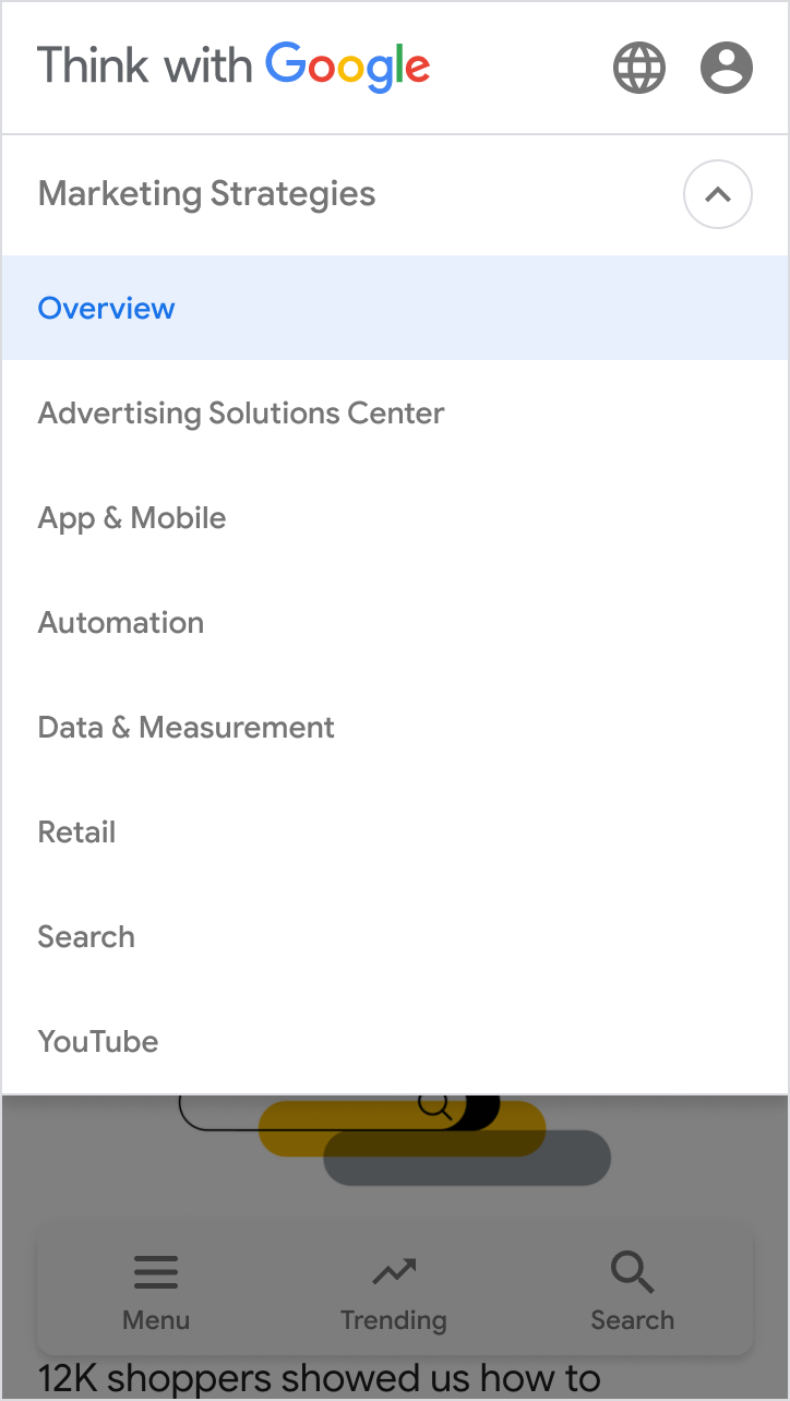 Sub navigation expanded