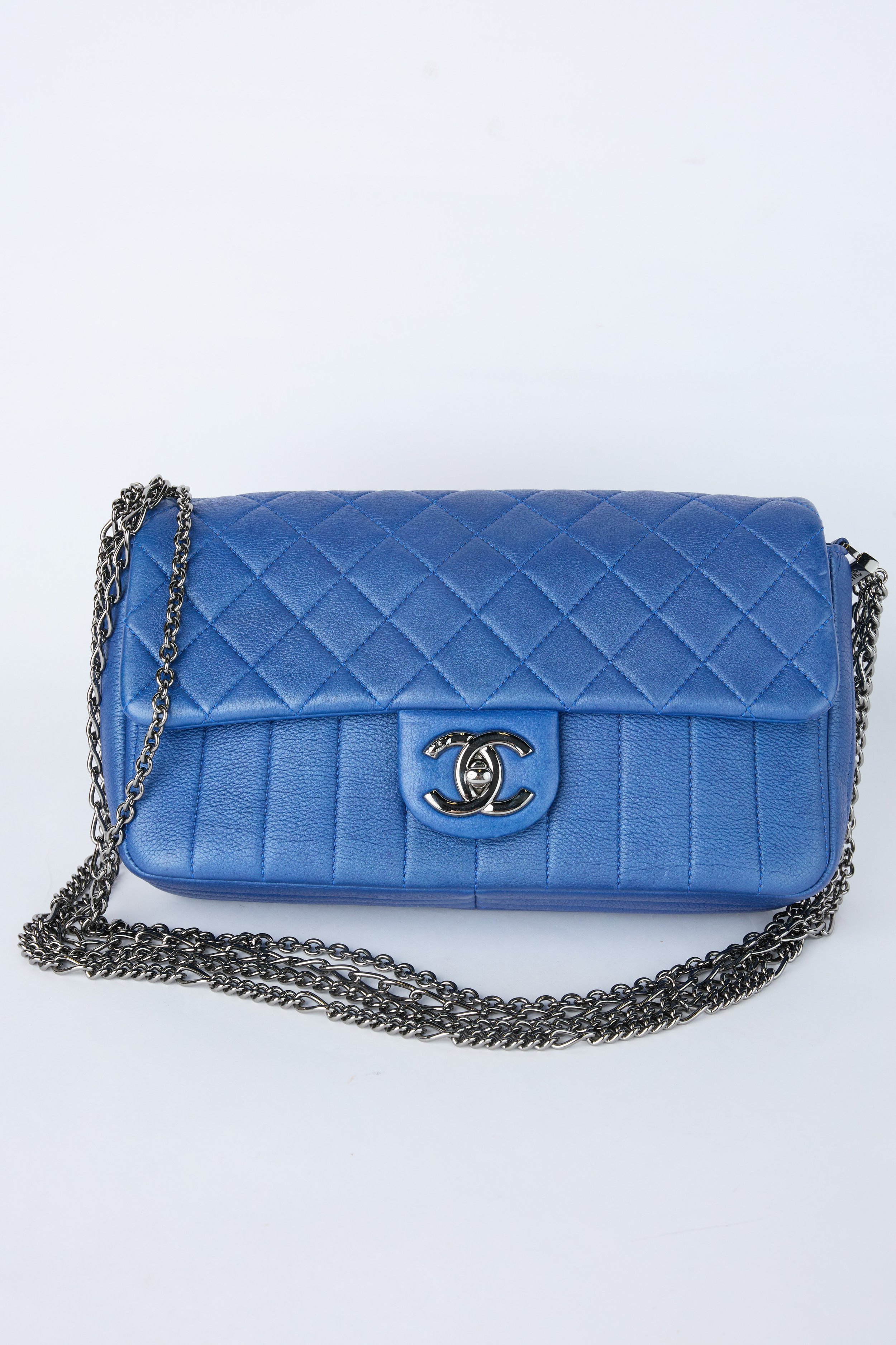CHANEL BLUE MULTI CHAIN FLAP