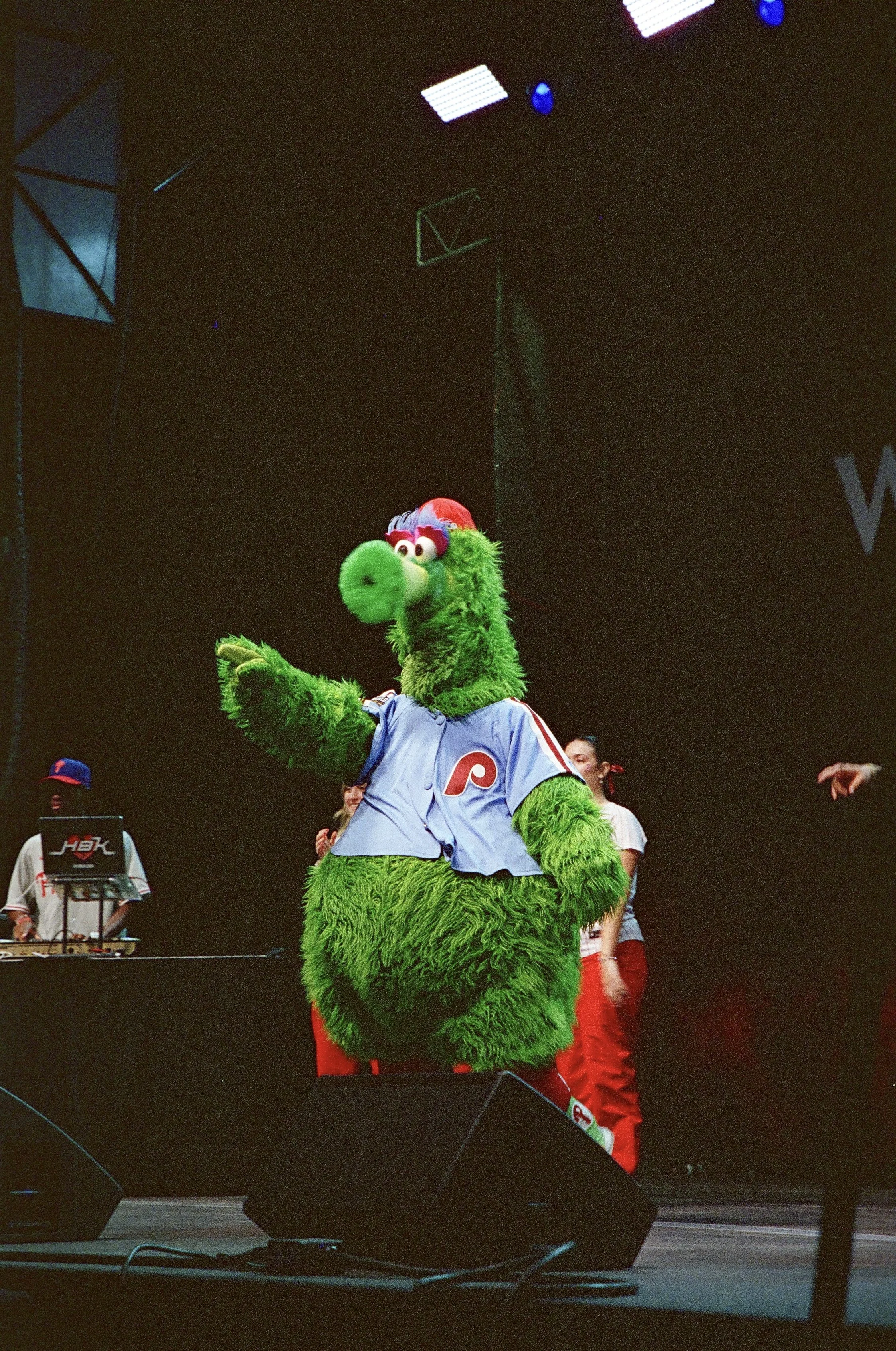 The Phillie Phanatic at the World Series tailgate.