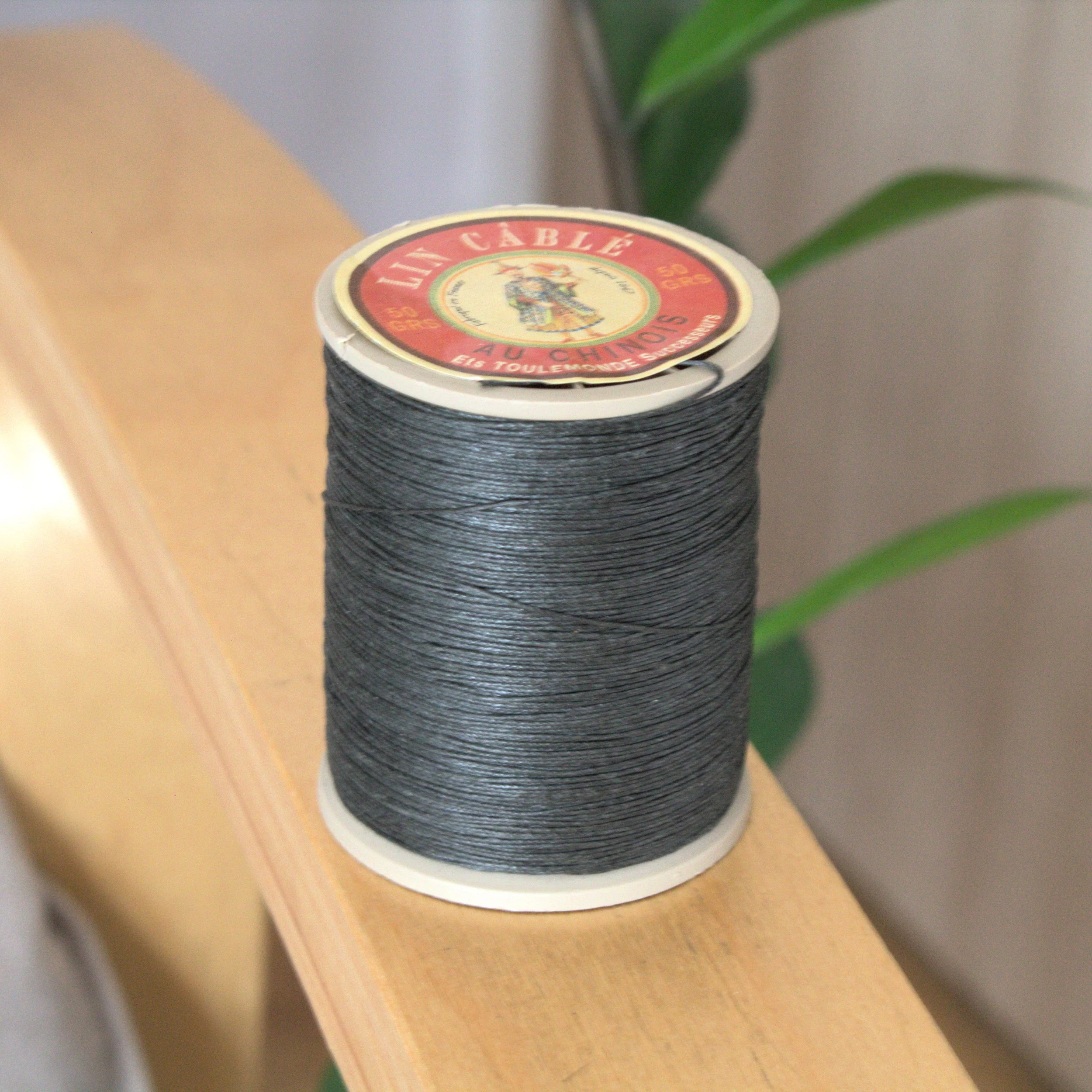 Fil Au Chinois Cable linen thread 632 spool 494 - Pine(dark green). Great for leatherworking, book biding, jewelry making.