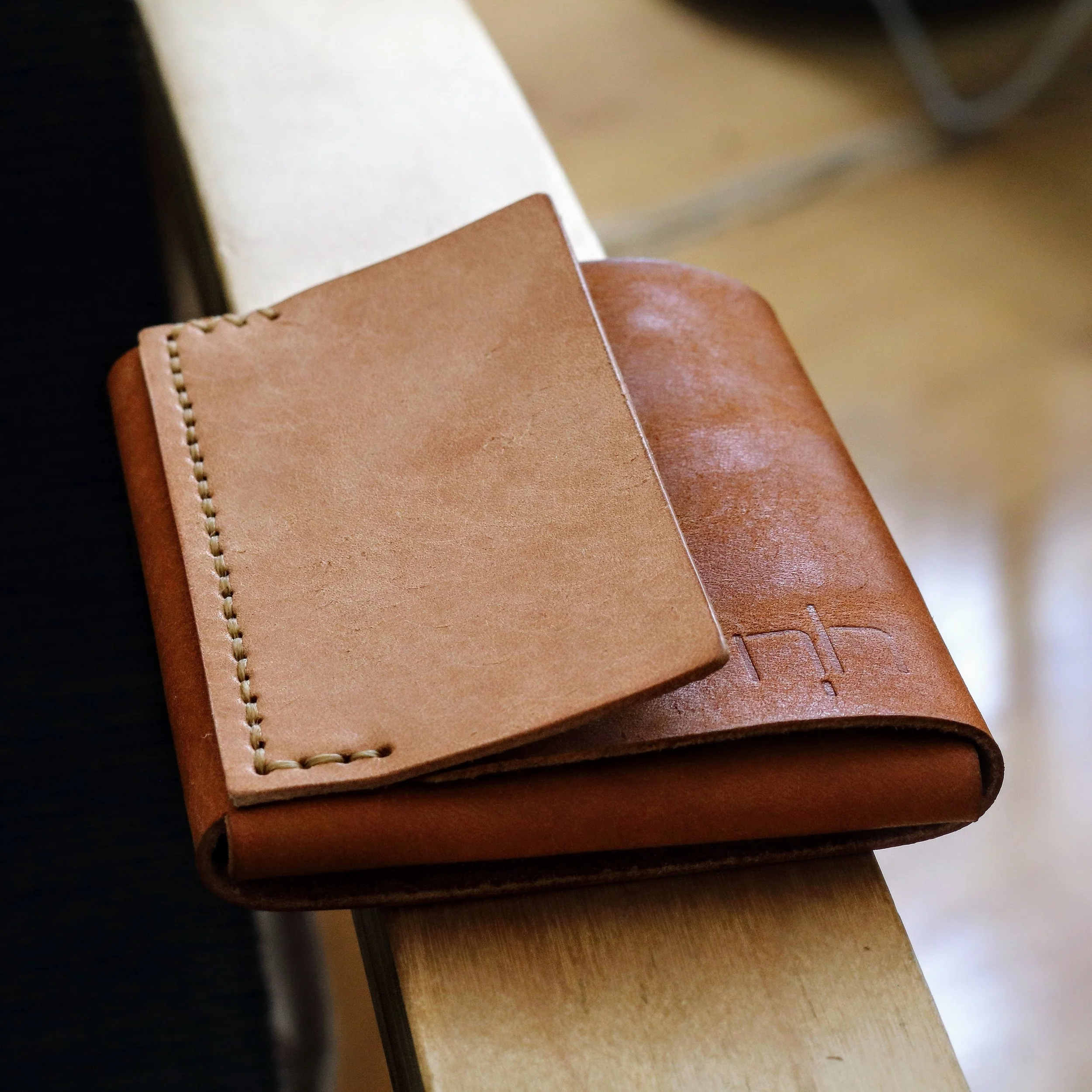 personalized full grain leather thin wallet for cards and cash. made in Europe
