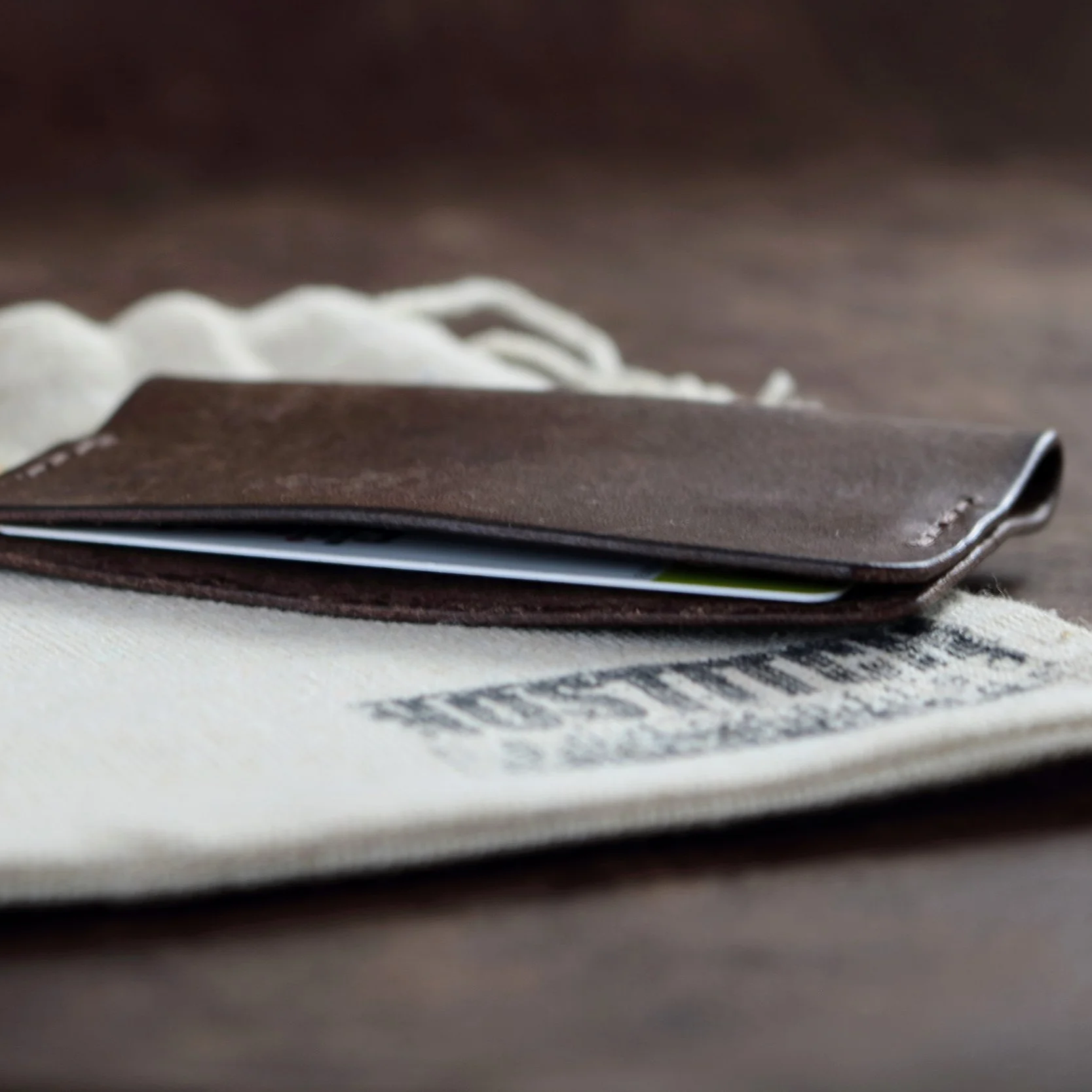 premium brown leather credit cards sleeve. handmade in EU