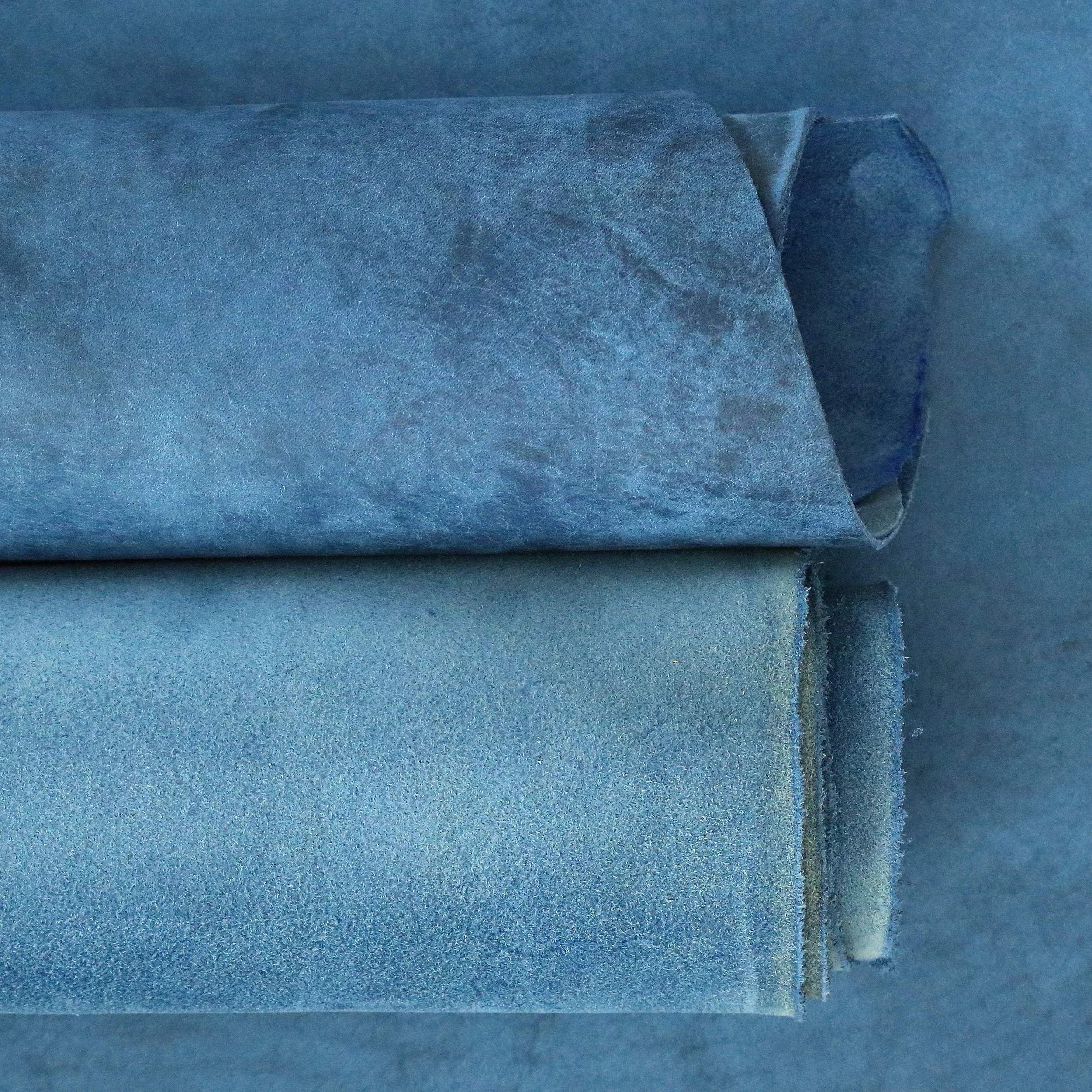 Full grain Italian Cobalto Margot leather panels for wallets