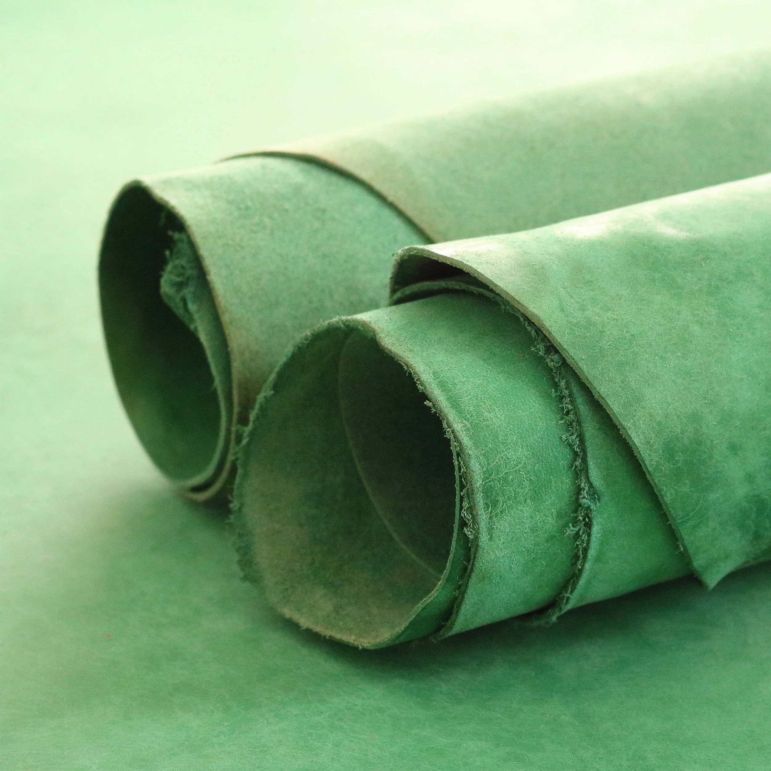 Green Full grain Italian Margot leather for leather crafting wallets