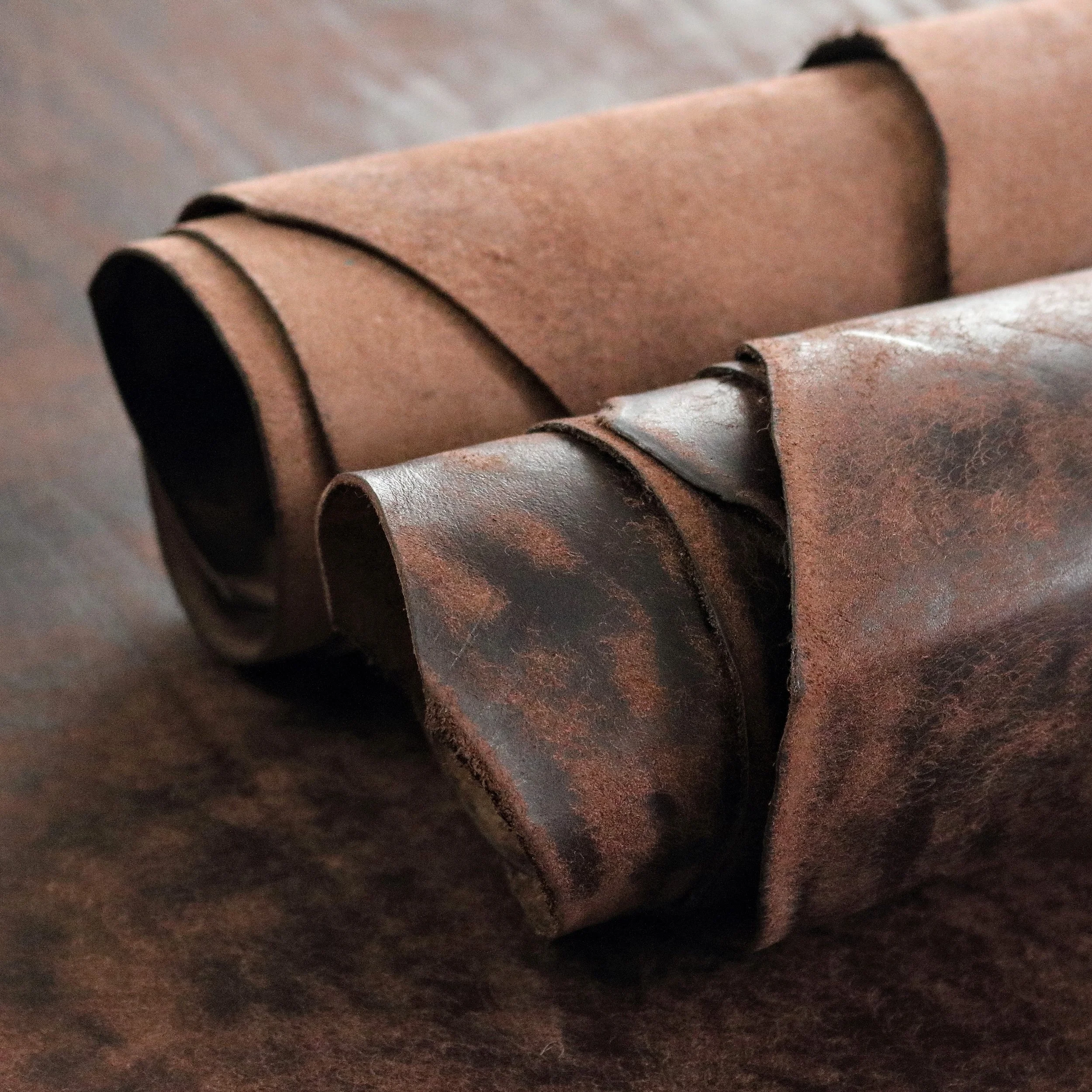 Italian Full Grain, vegetable tanned Brown Cowhide leather for Crafts