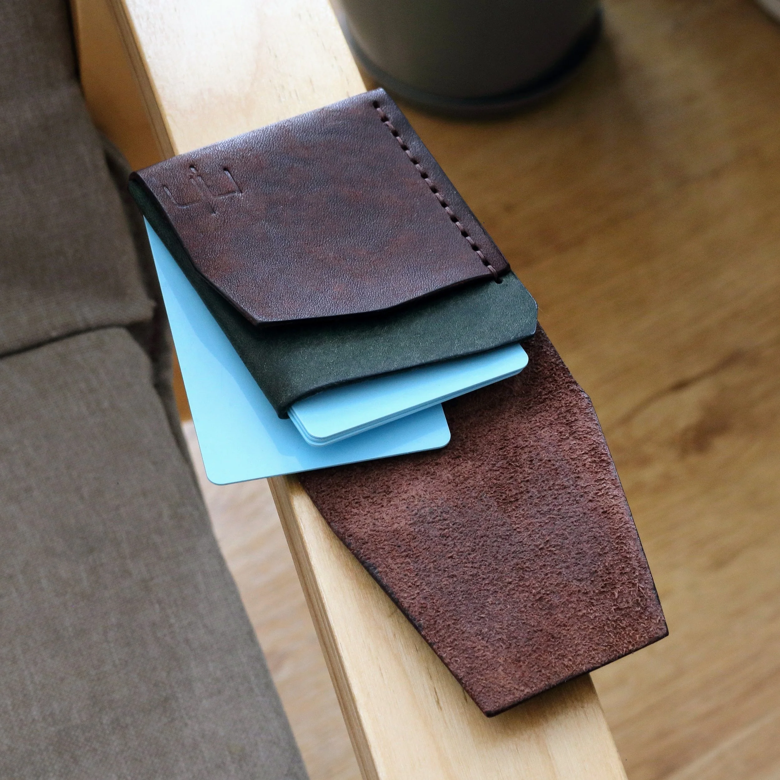 leather front pocket small flap wallet for cards. made in the EU