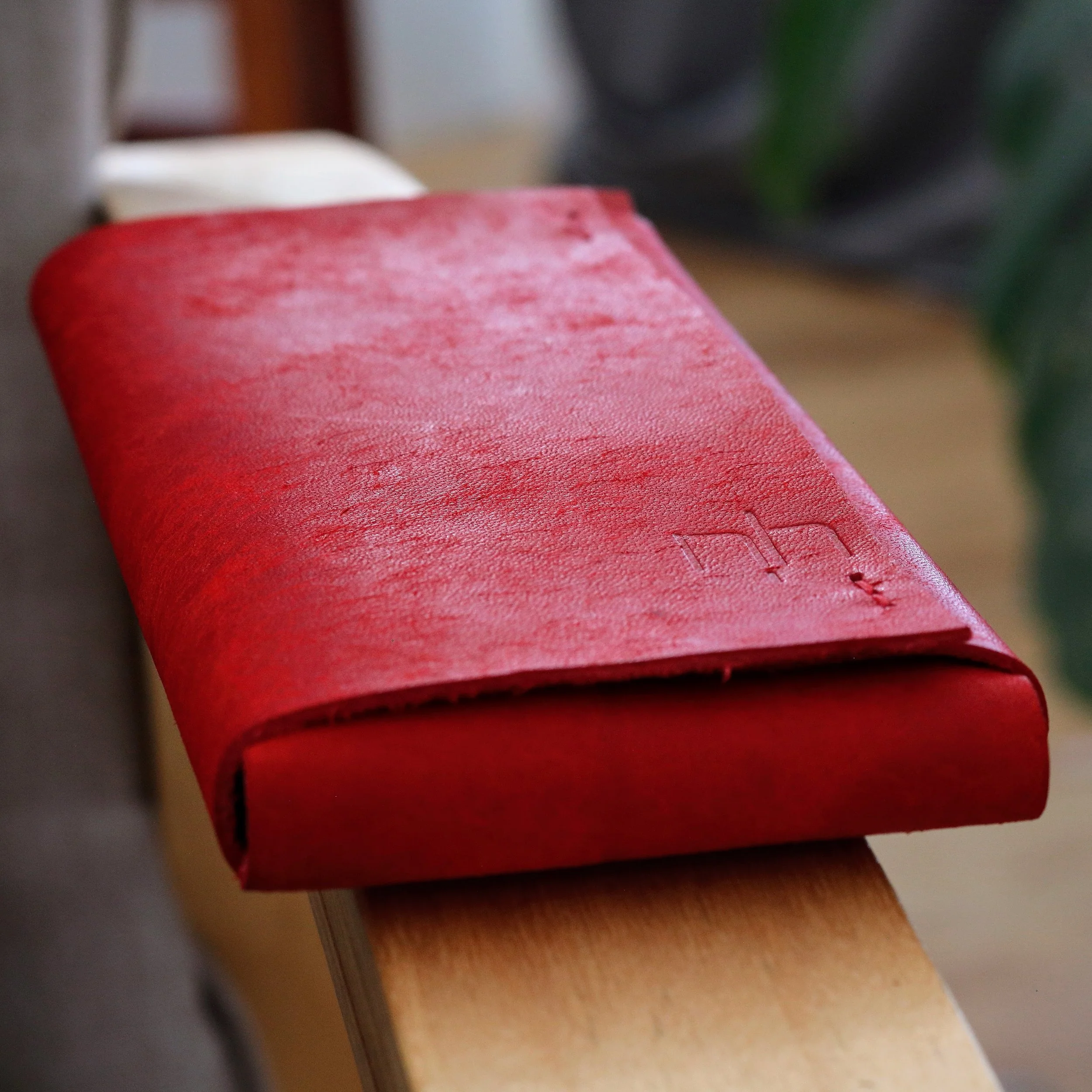 full grain red leather phone sleeve for Z TriFold