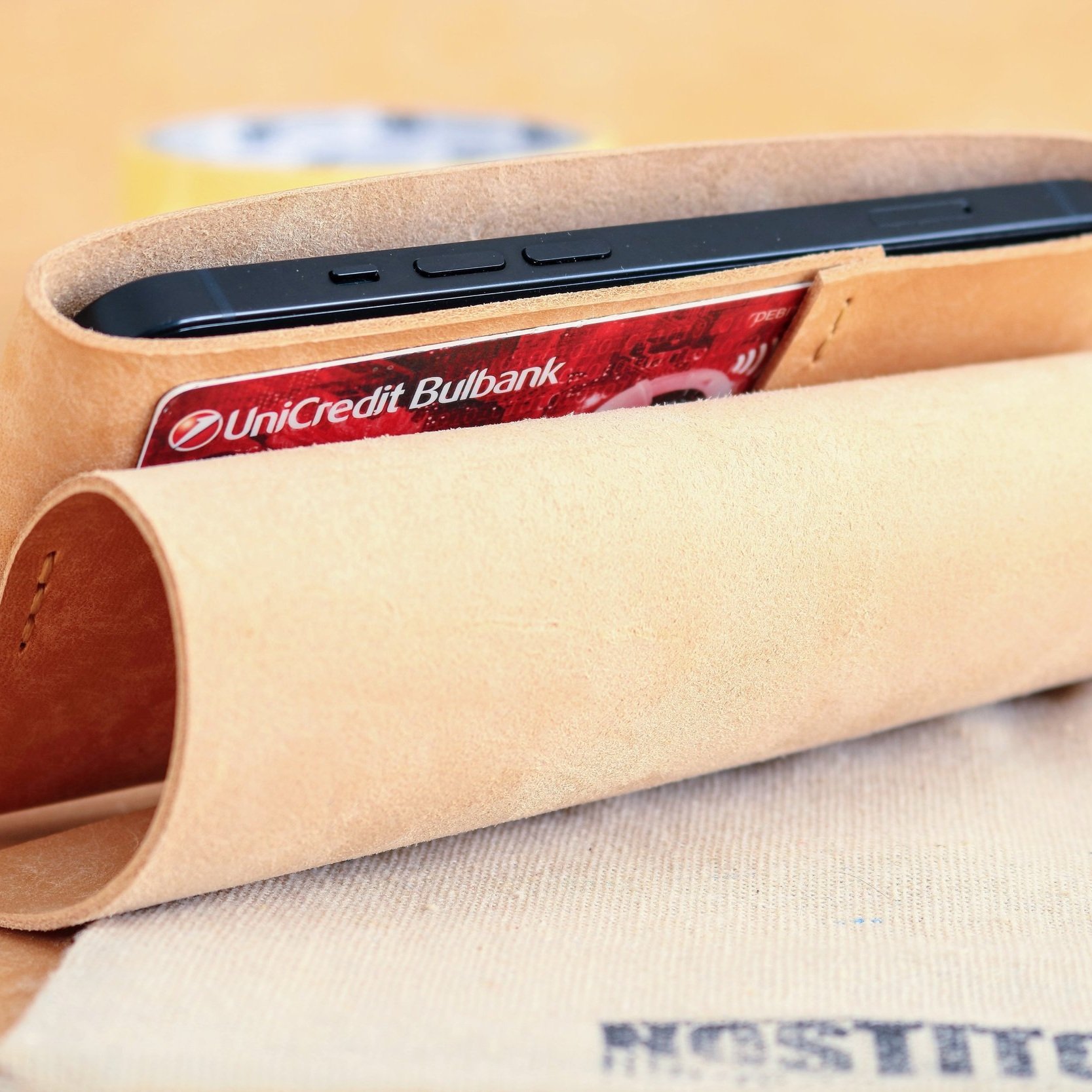 Luxury wallet case for iPhone 15 Plus. handmade in Europe