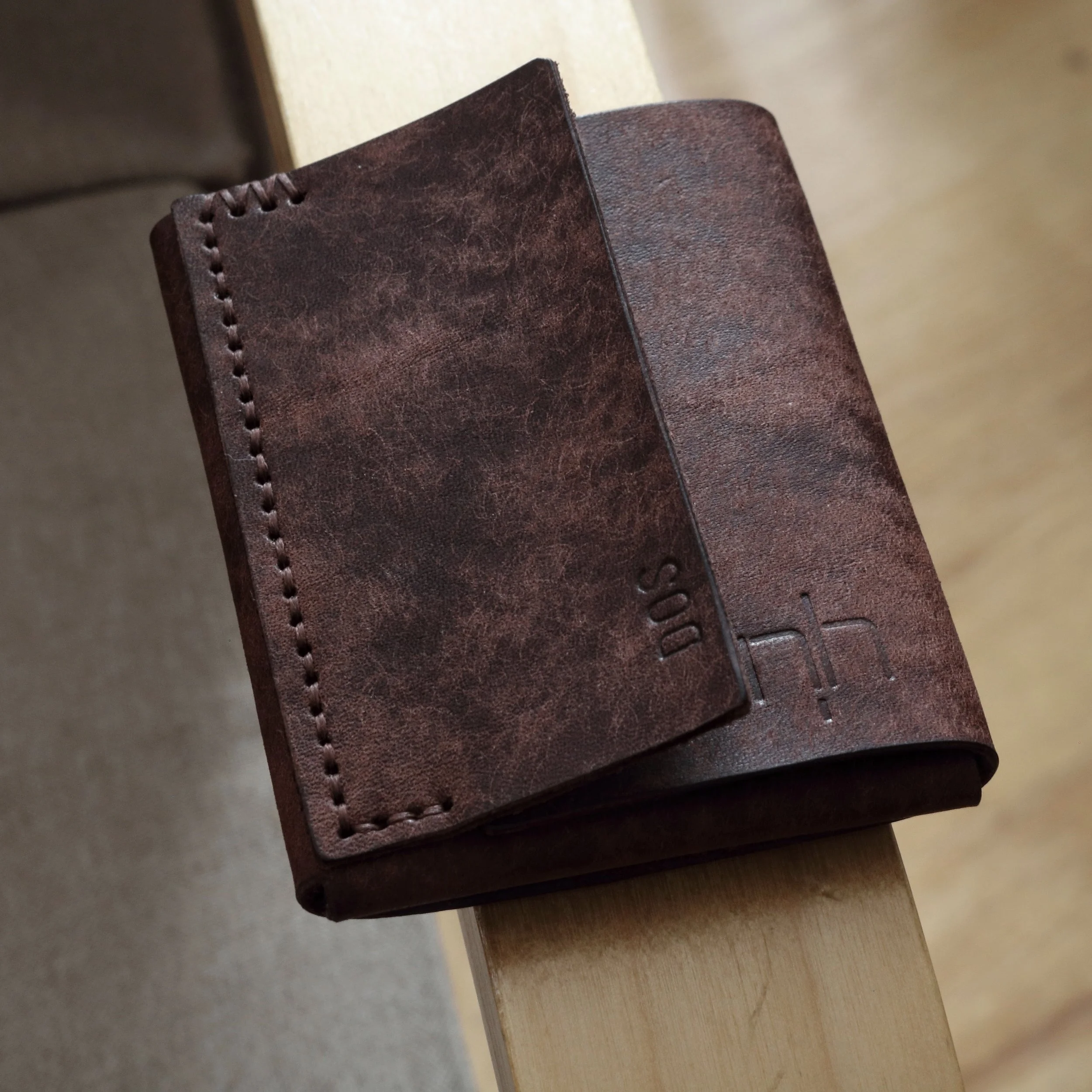 minimalist slim wallet. made from brown Italian leather