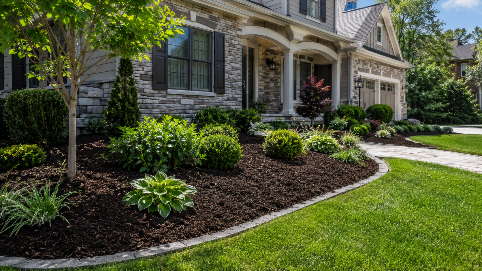 Residential mulch installation service for landscape beds in Lake Bluff Illinois