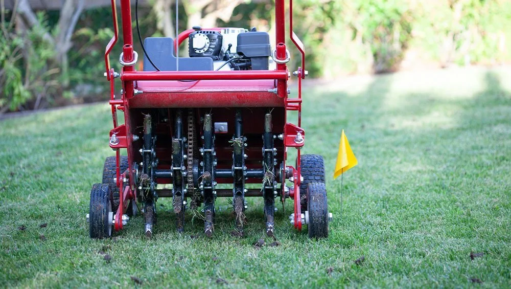Lawn aeration service for a residential home in Libertyville IL