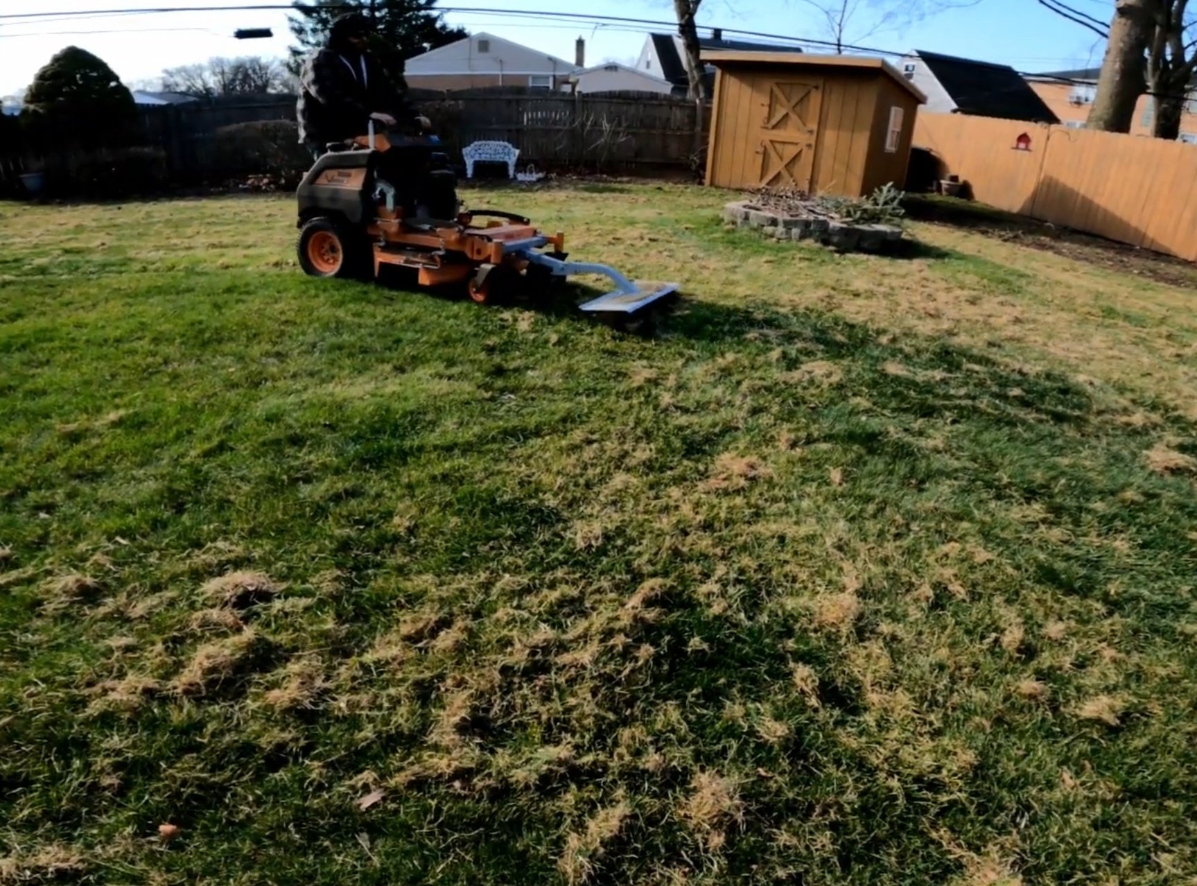 Residential lawn dethatching and power raking photograph supplied by Evo Lawn and Landscape
