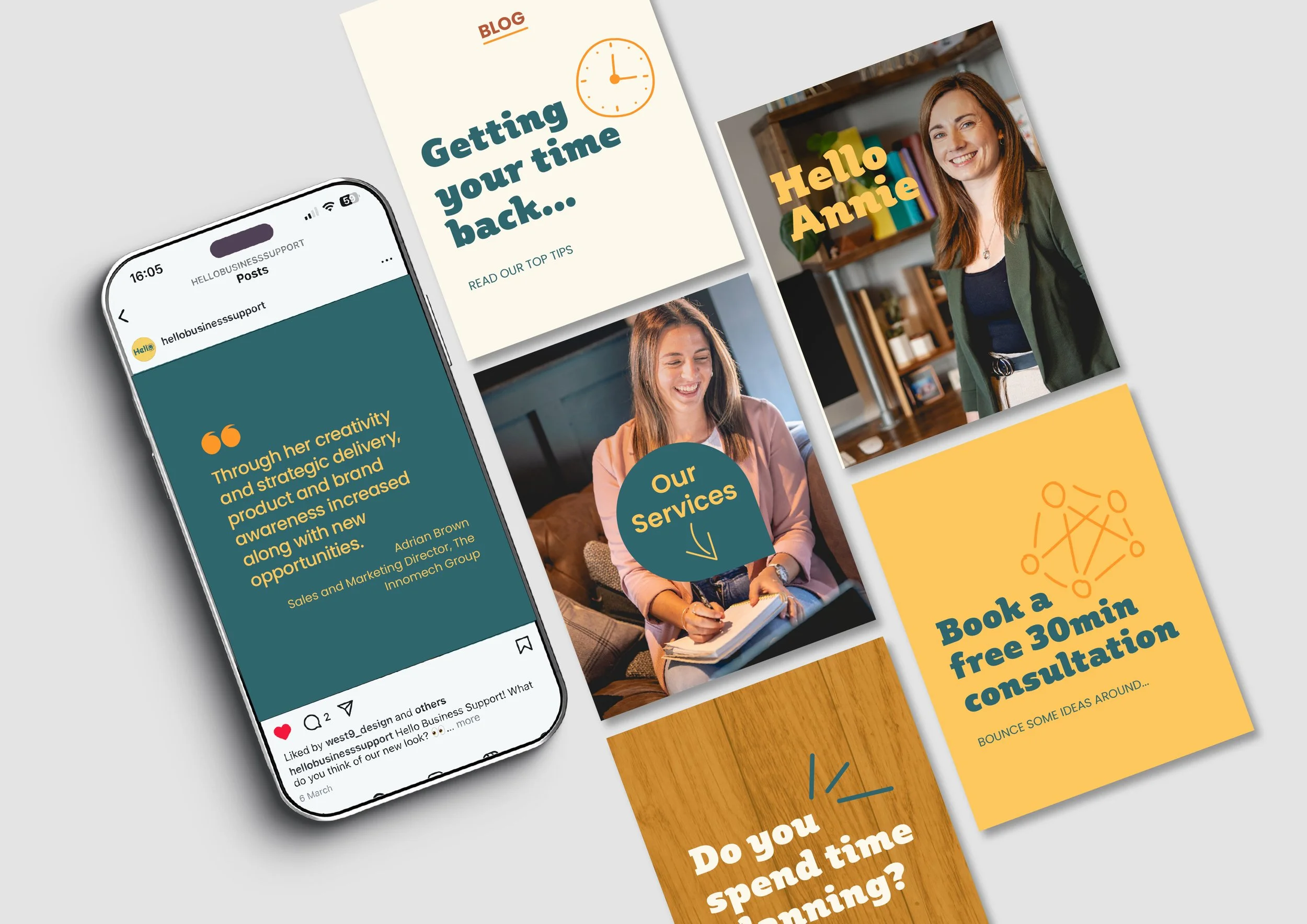 Hello Business Support designs for social media by west9 design