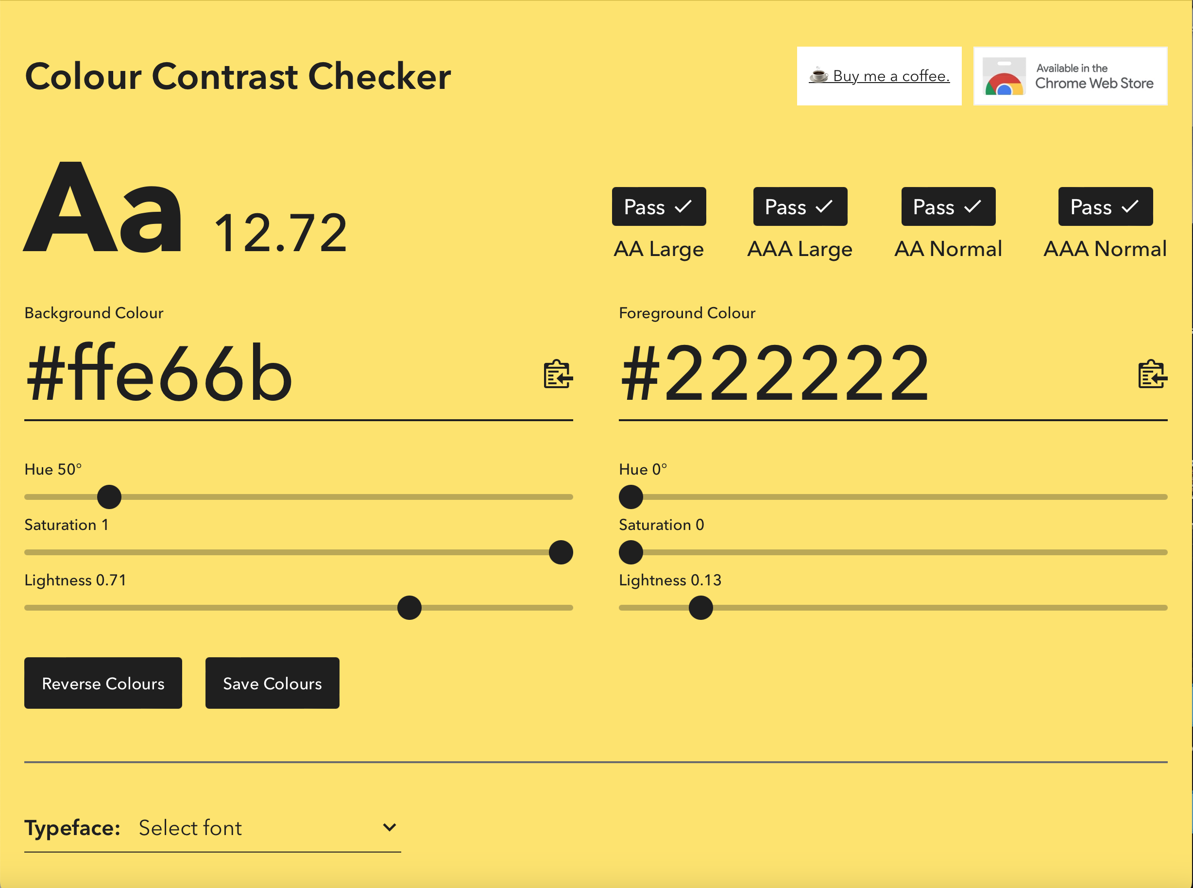Screen grab of colourcontrast checker