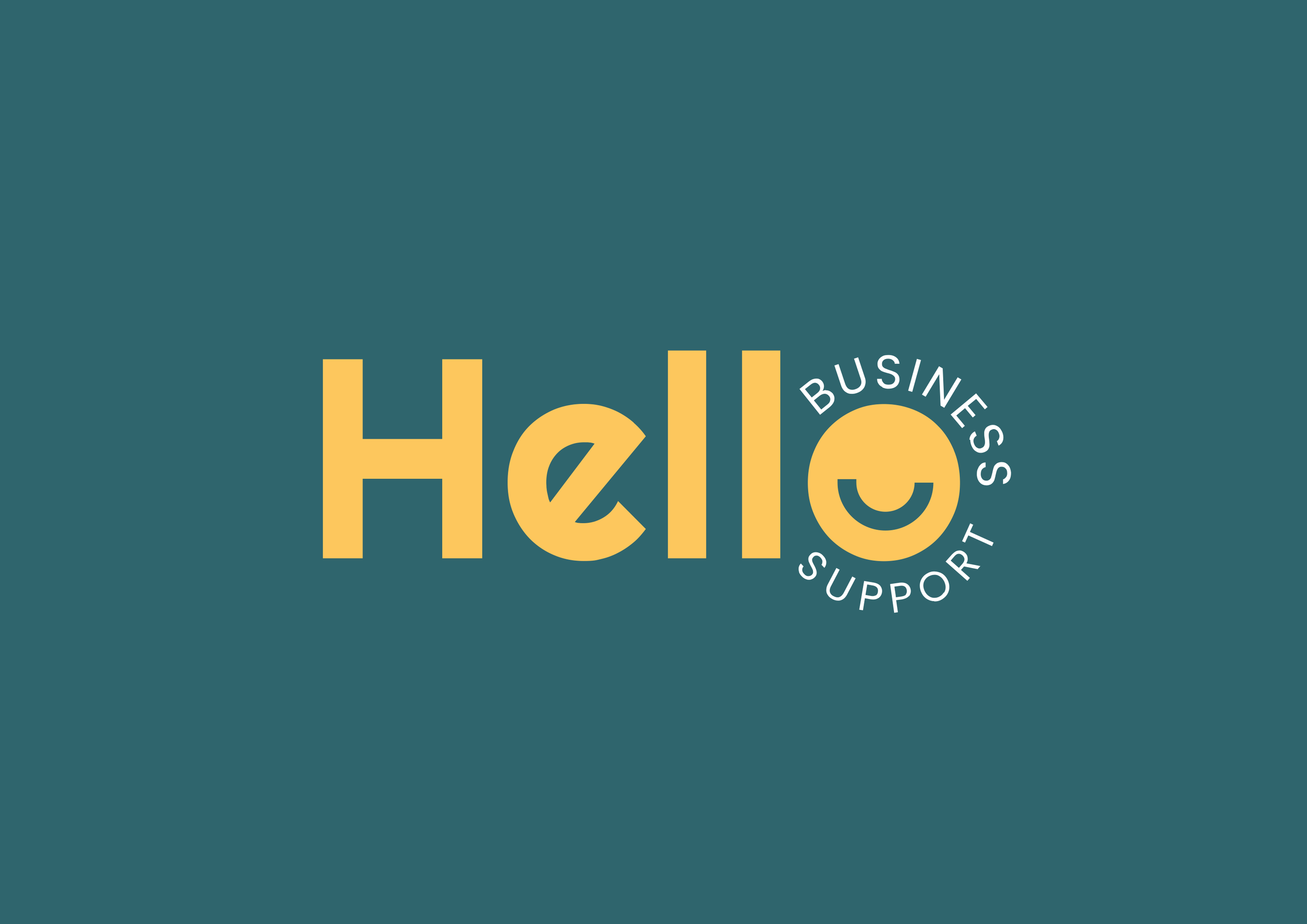 Logo design on dark background for Hello Business Support by West9 Design