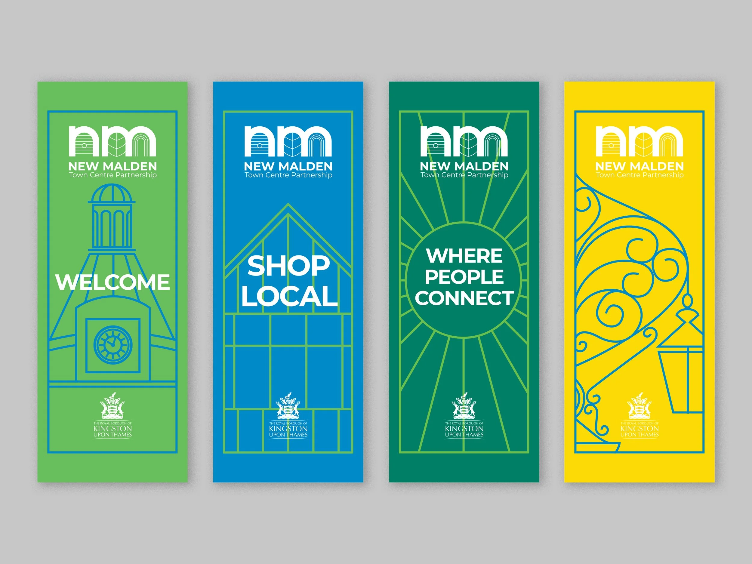 New Malden Town Centre Partnership banner designs by West9 Design Ltd