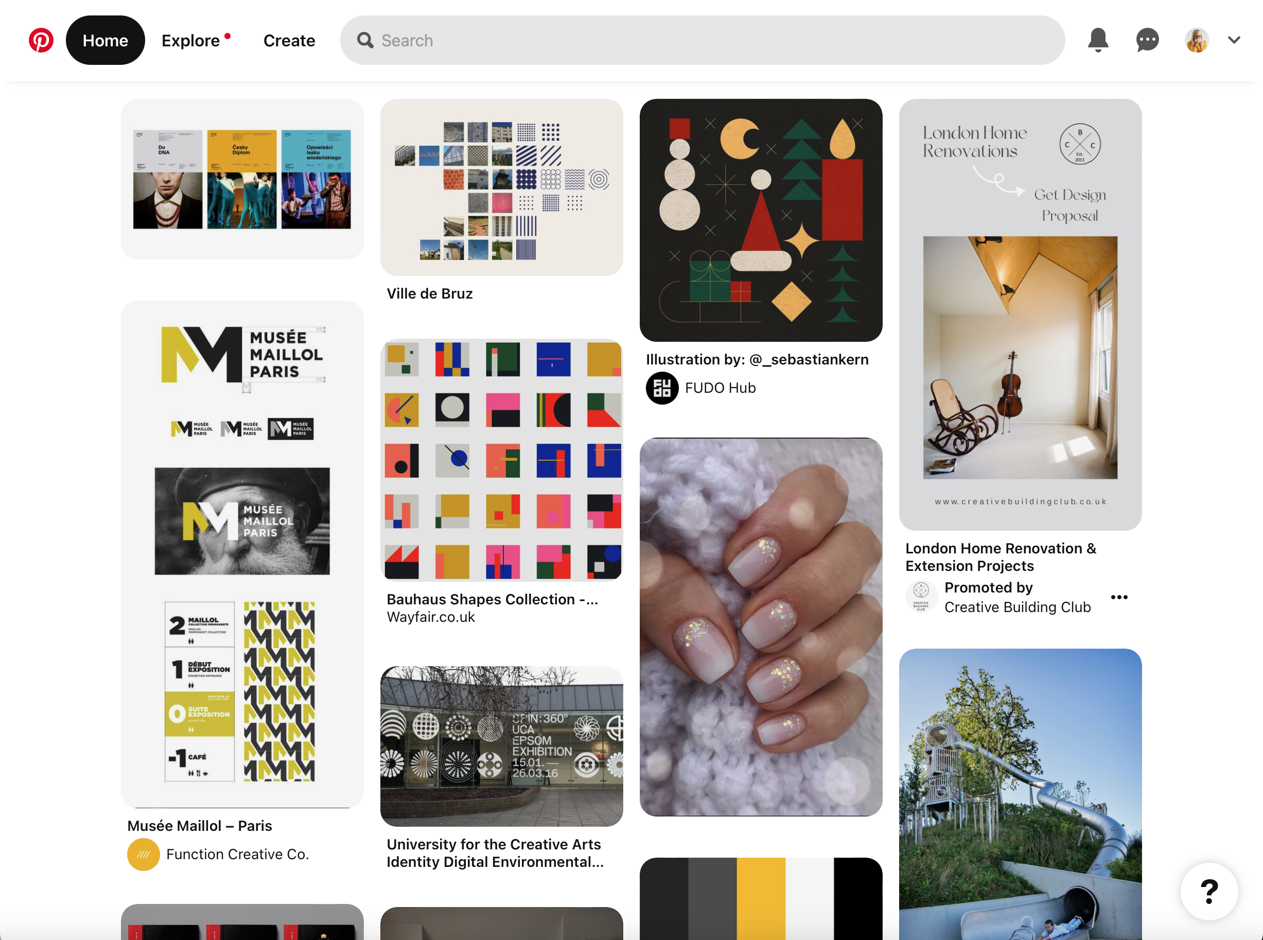 Screen grab of Pinterest website