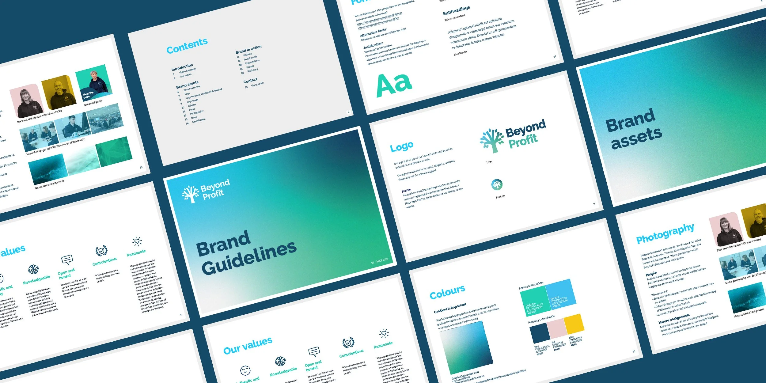Brand guidelines document for Beyond Profit by West9 Design