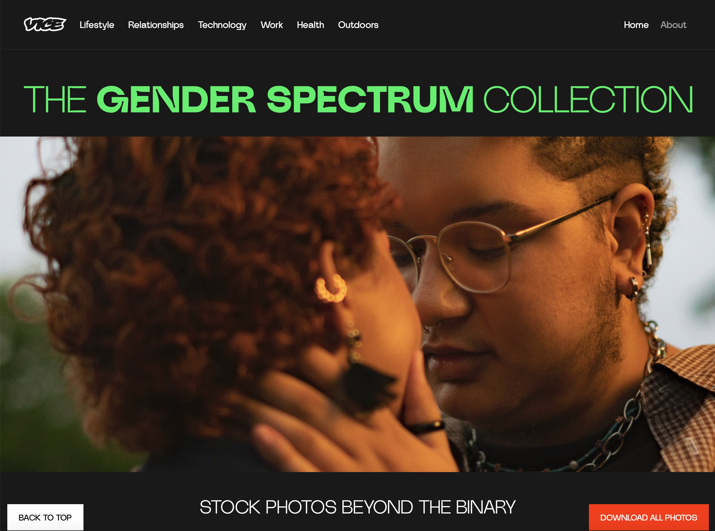 screen grab of the Gender Spectrum Collection website