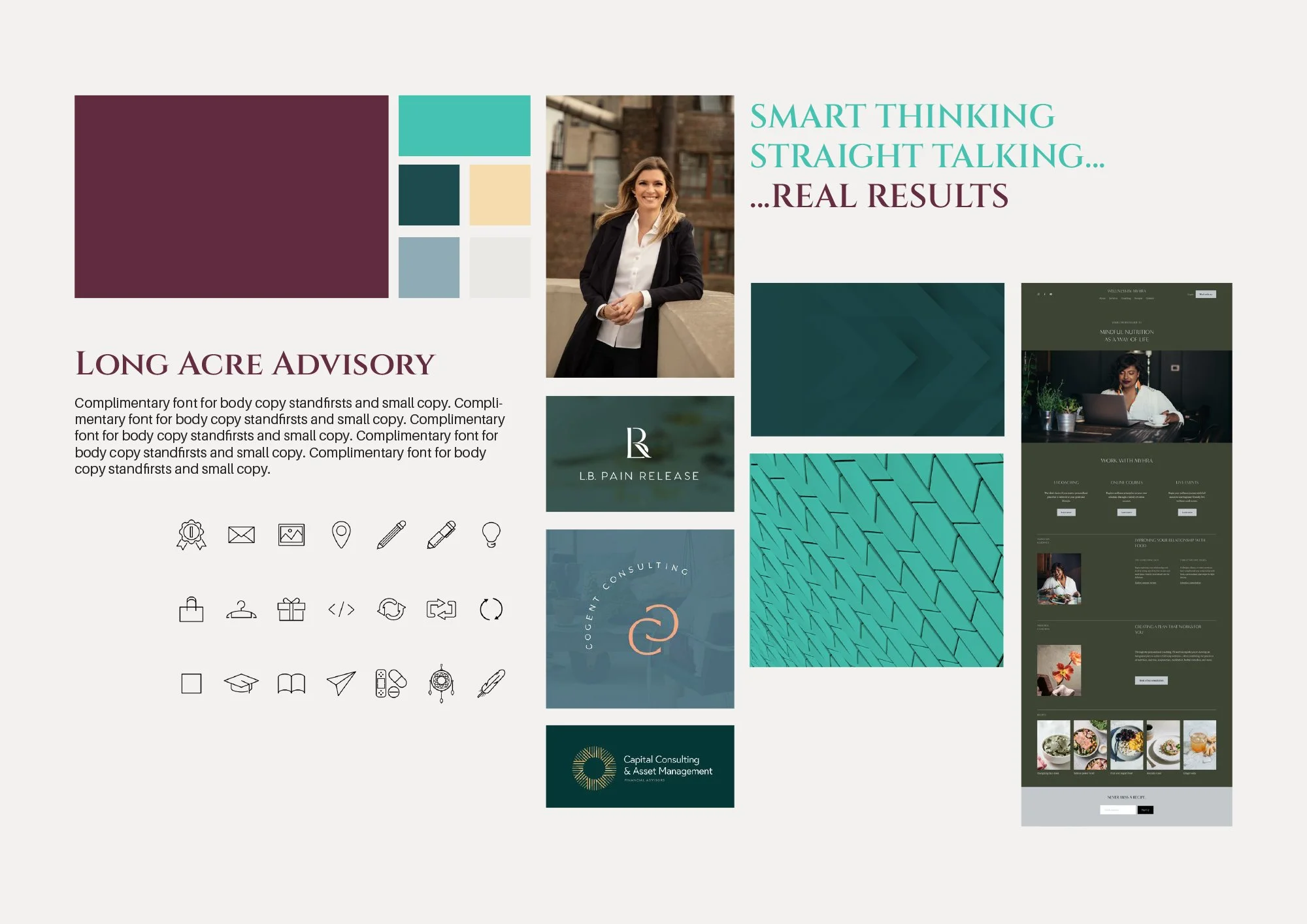 Moodboard for Long Acre Advisory branding