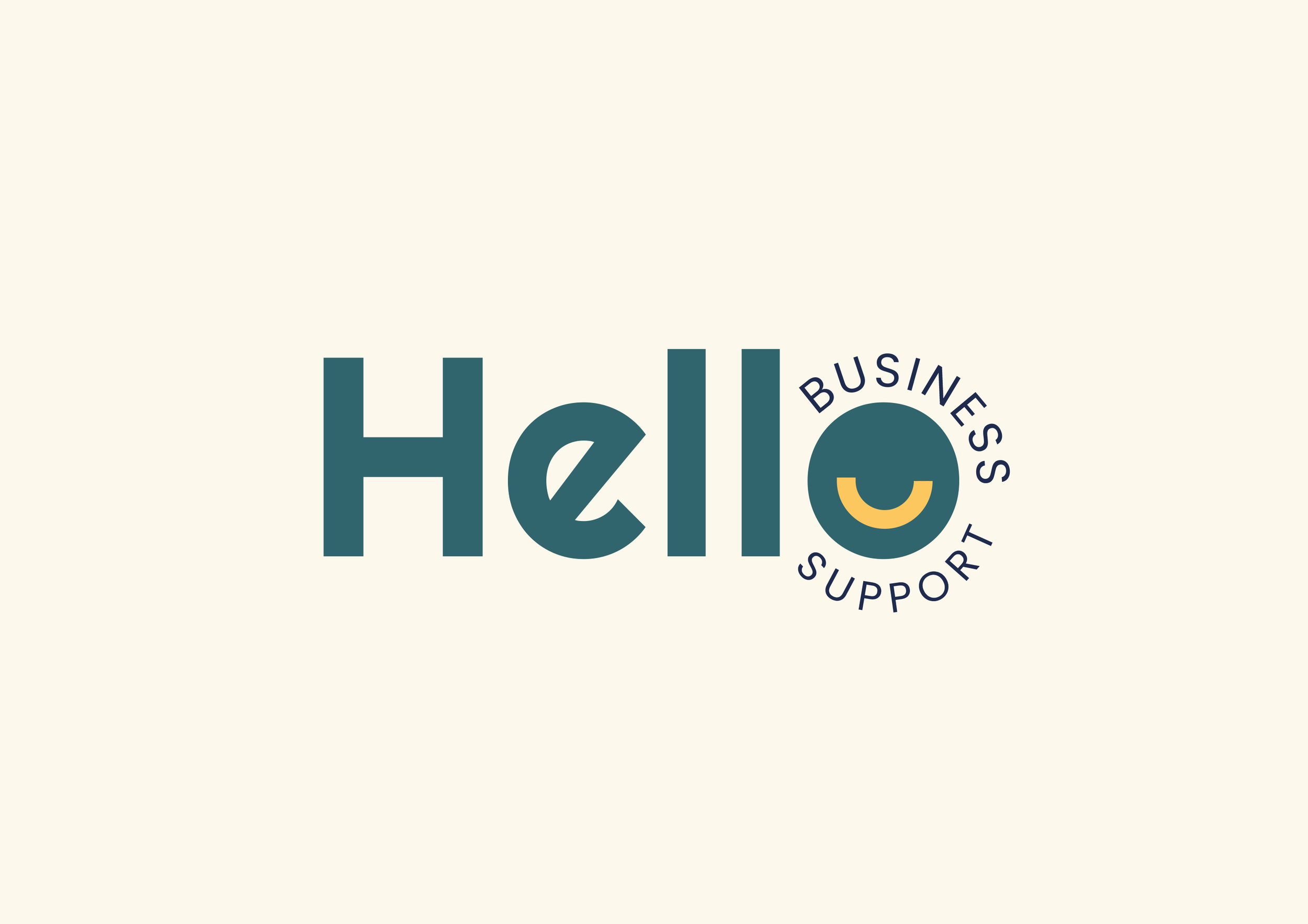 Logo design on light background for Hello Business Support by West9 Design