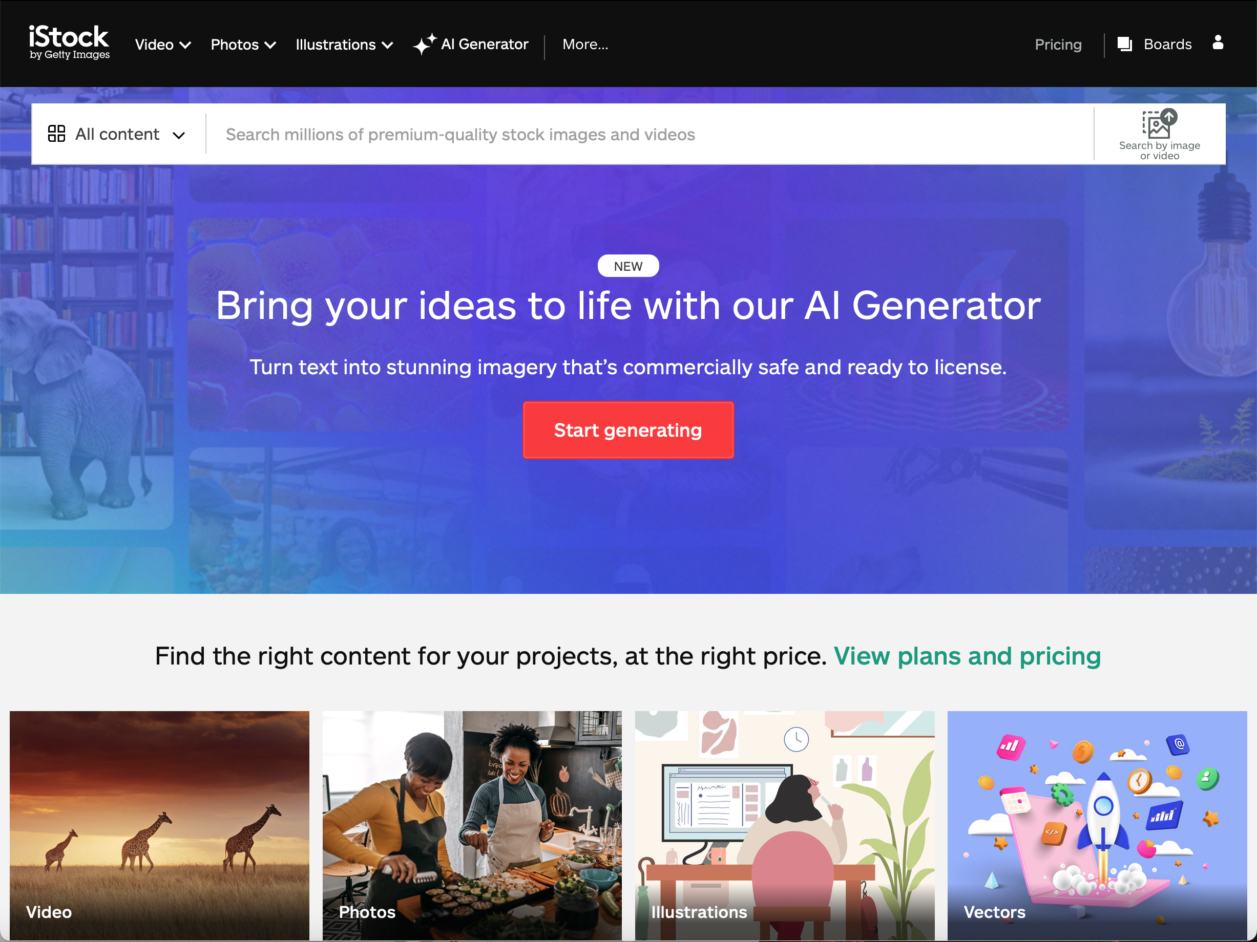 screen grab of istockphoto website