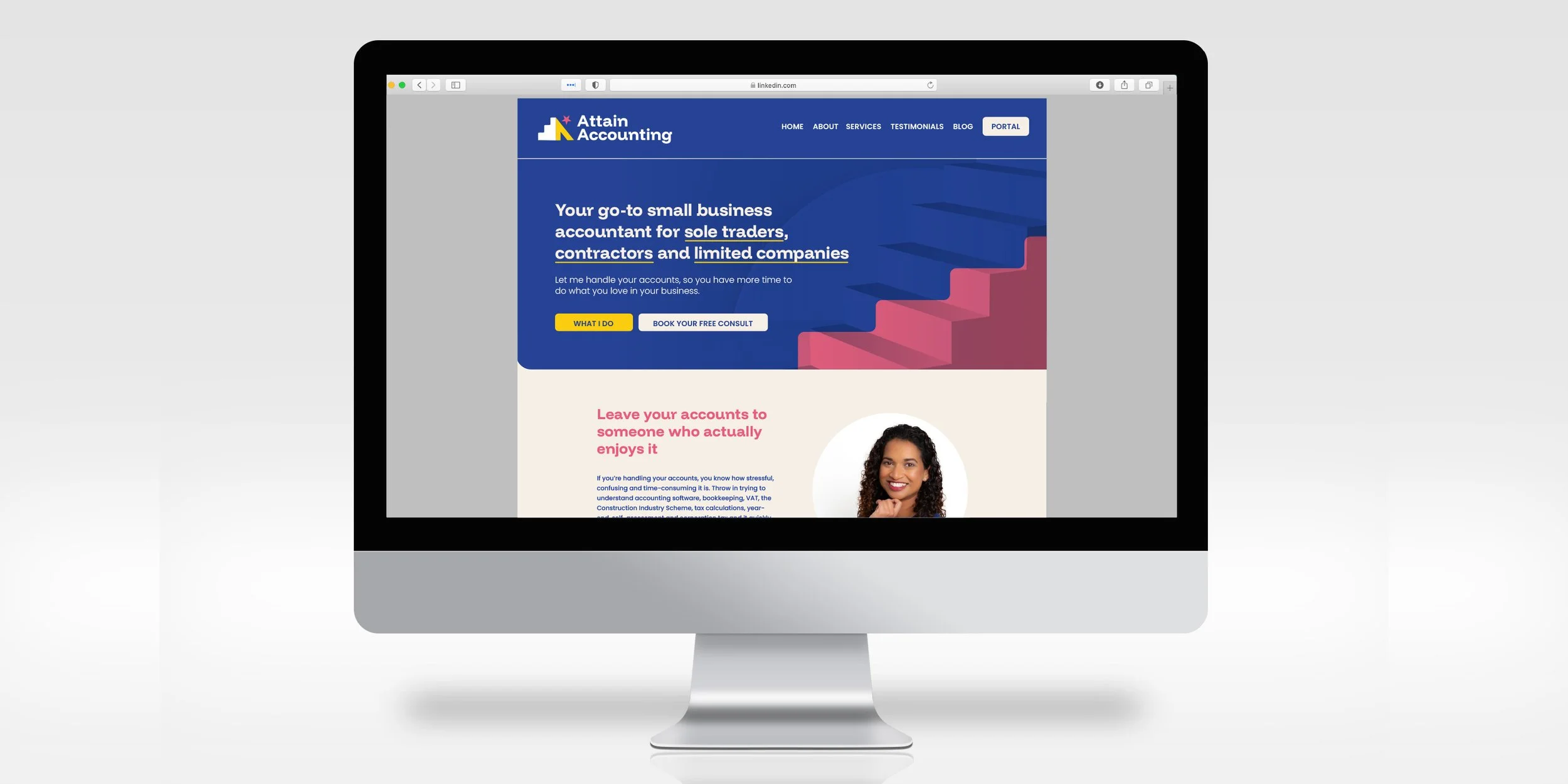 Image of the Attain Accountancy website showing the homepage design