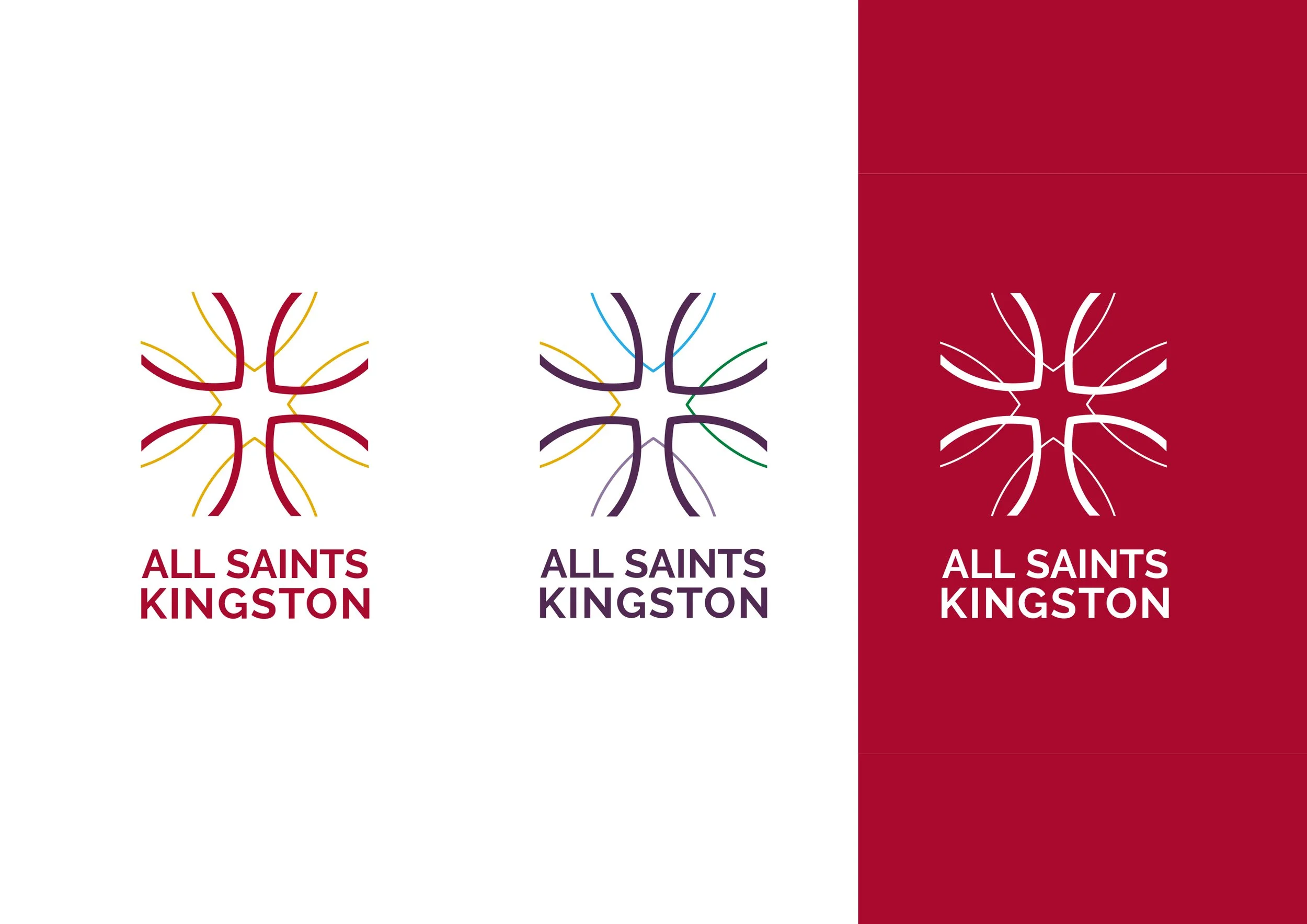 Logo design for all saints church in 3 colour ways designed by west9 design