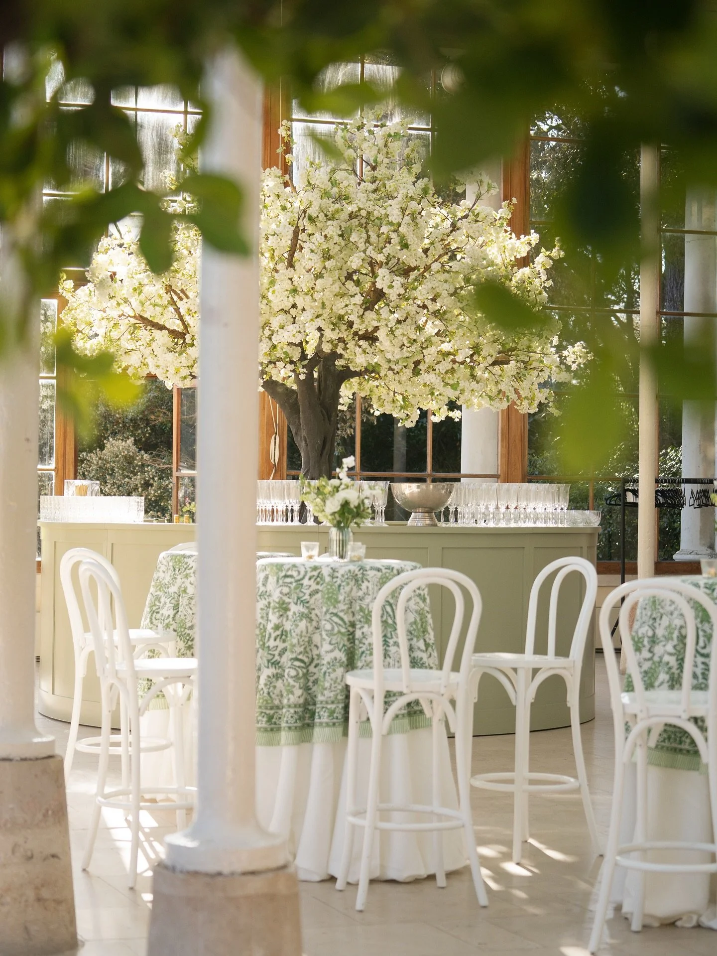 The Nash Conservatory at Kew Gardens needs little introduction&mdash;its light alone brings the space to life. Our Moss Halo bar alongside our linen dressed poseur tables and white bentwood stools were a small part of something very special within th