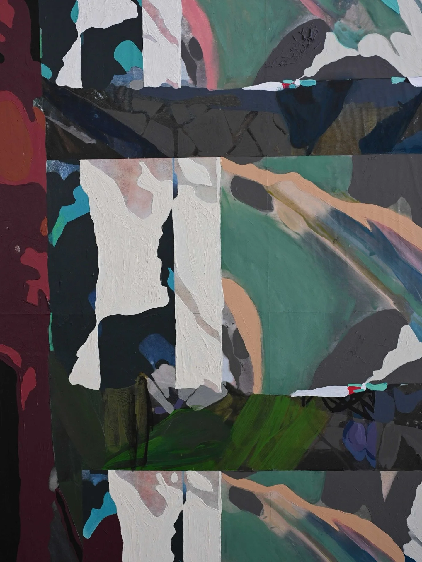 Warmer weather is not on the horizon, but a girl can dream! Some details from a nearly finished piece with the working title, &ldquo;Blueprint for Spring.&rdquo;
.
.
.
.
.
.
.
.
.
.
.
#wip #artinspiredbynature #newenglandartist #abstractpainters #tod