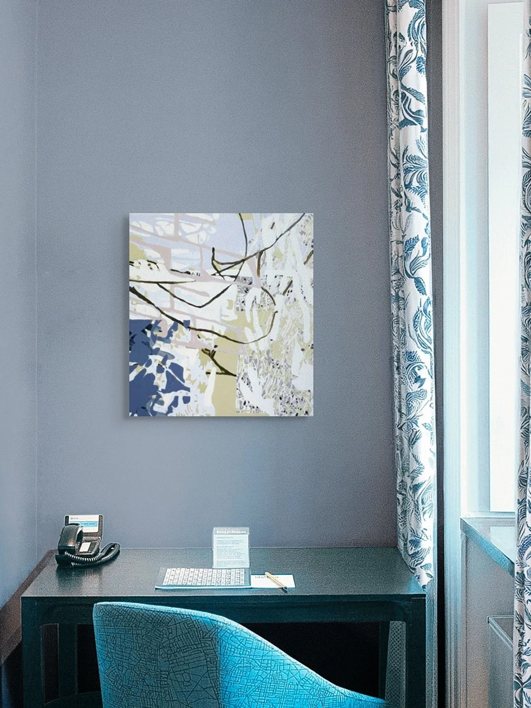 Imagining where a painting might live someday &hellip;

Sometimes one of my favorite parts of the process happens after the studio work. Imagining the spaces the work might inhabit&mdash;the quiet corners, offices, reading nooks, maybe a living room.