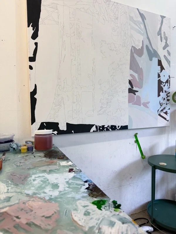 Some early days phone documentation of &lsquo;Longer Days / Lighter Evenings&rsquo; when things were starting to get exciting 🍊🖤
.
.
.
.
.
.
.
.
.
.
#newenglandartist #wip #contemporarypaintings #abstractpainters #artinspiredbynature