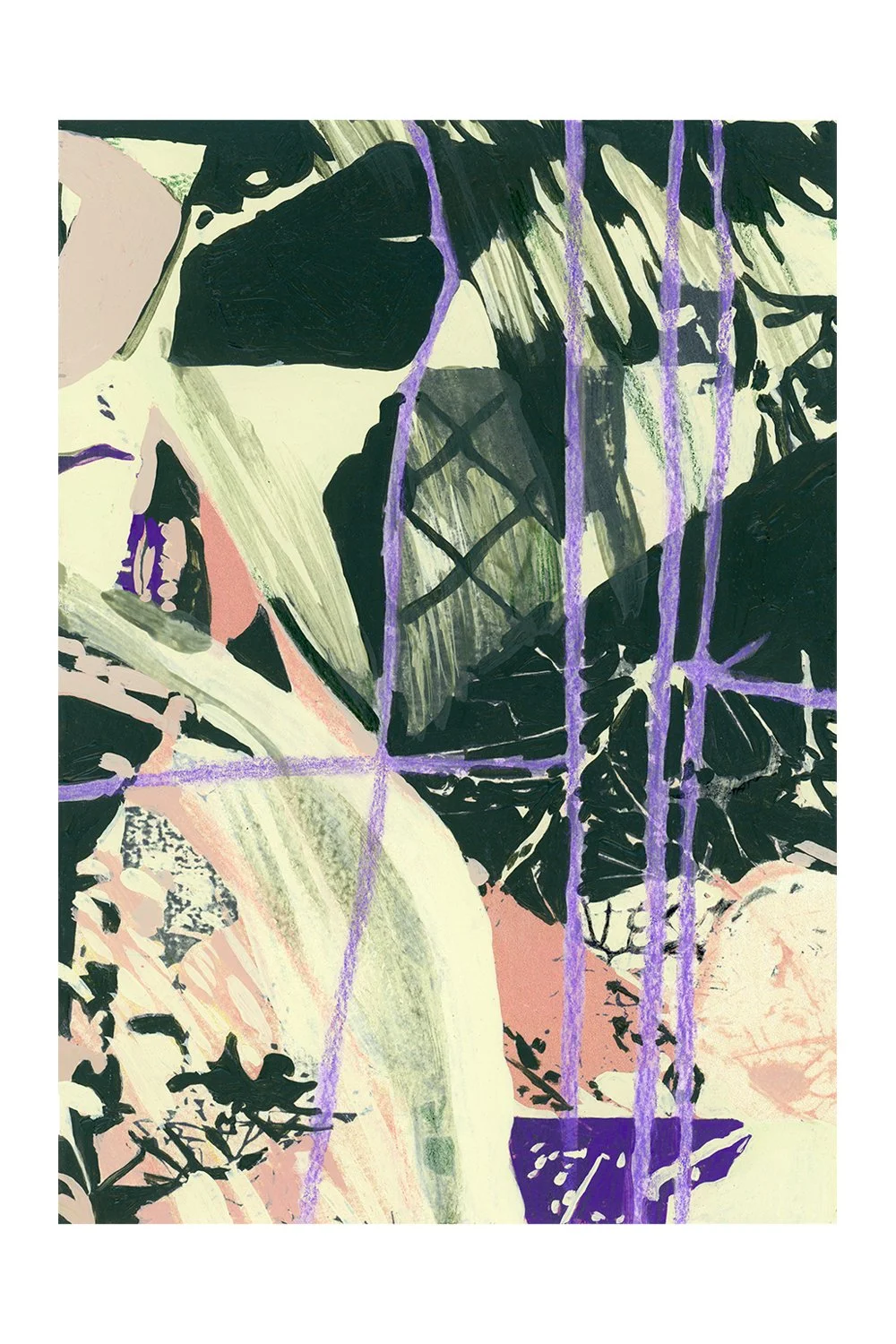 Landscape Study in Pink, Purple, Yellow & Green– 7x5" – Work on Paper