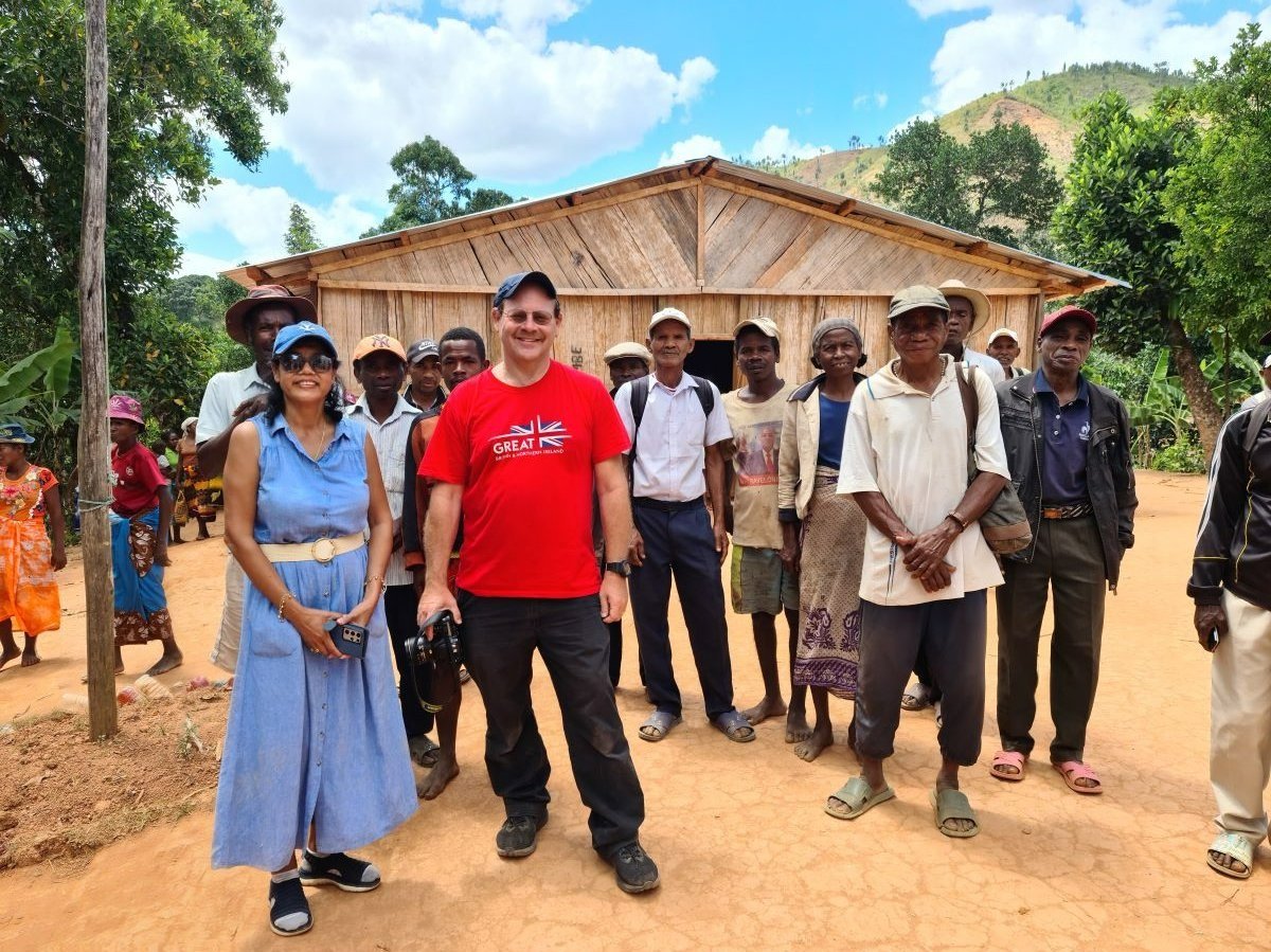 British Ambassador to Madagascar David Ashley and wife Sophira outside Antodinga Primary School’s new building