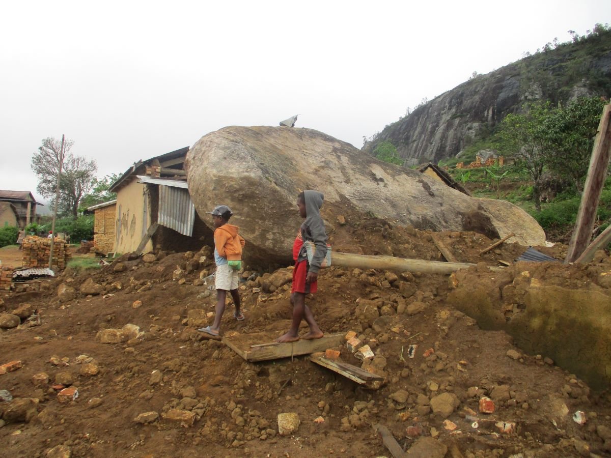 Big rock smashes school in Angalampona 
