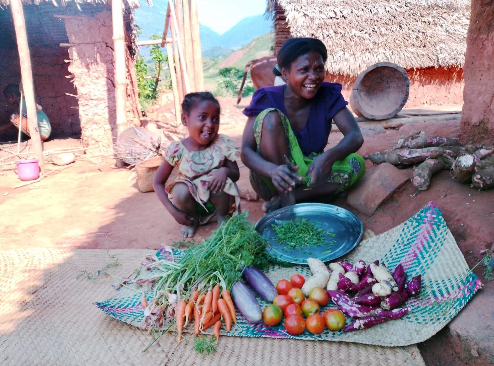 Marceline prepping lunch with her daughter