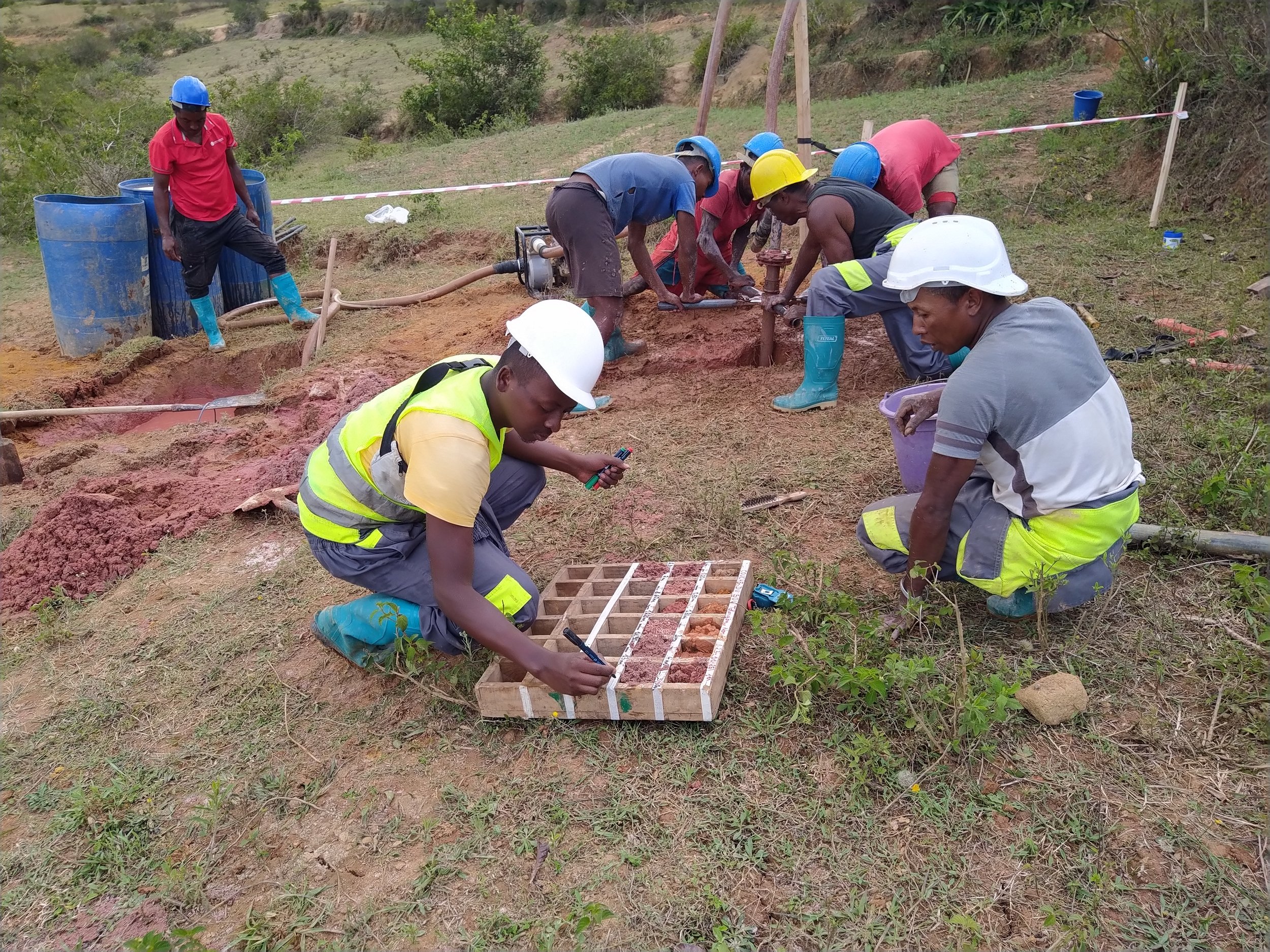 Examining the gravel and sand