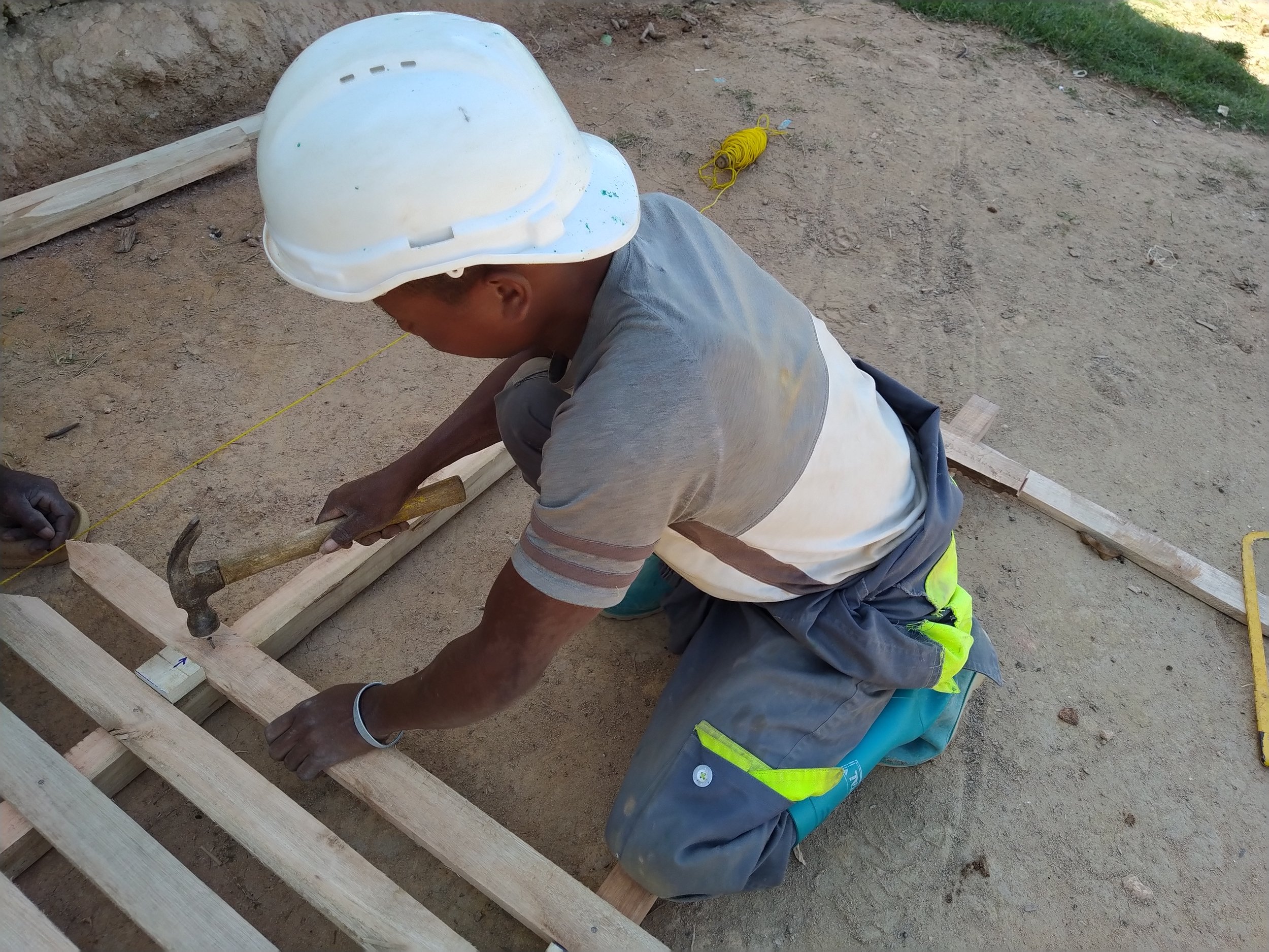 Constructing the wooden fence