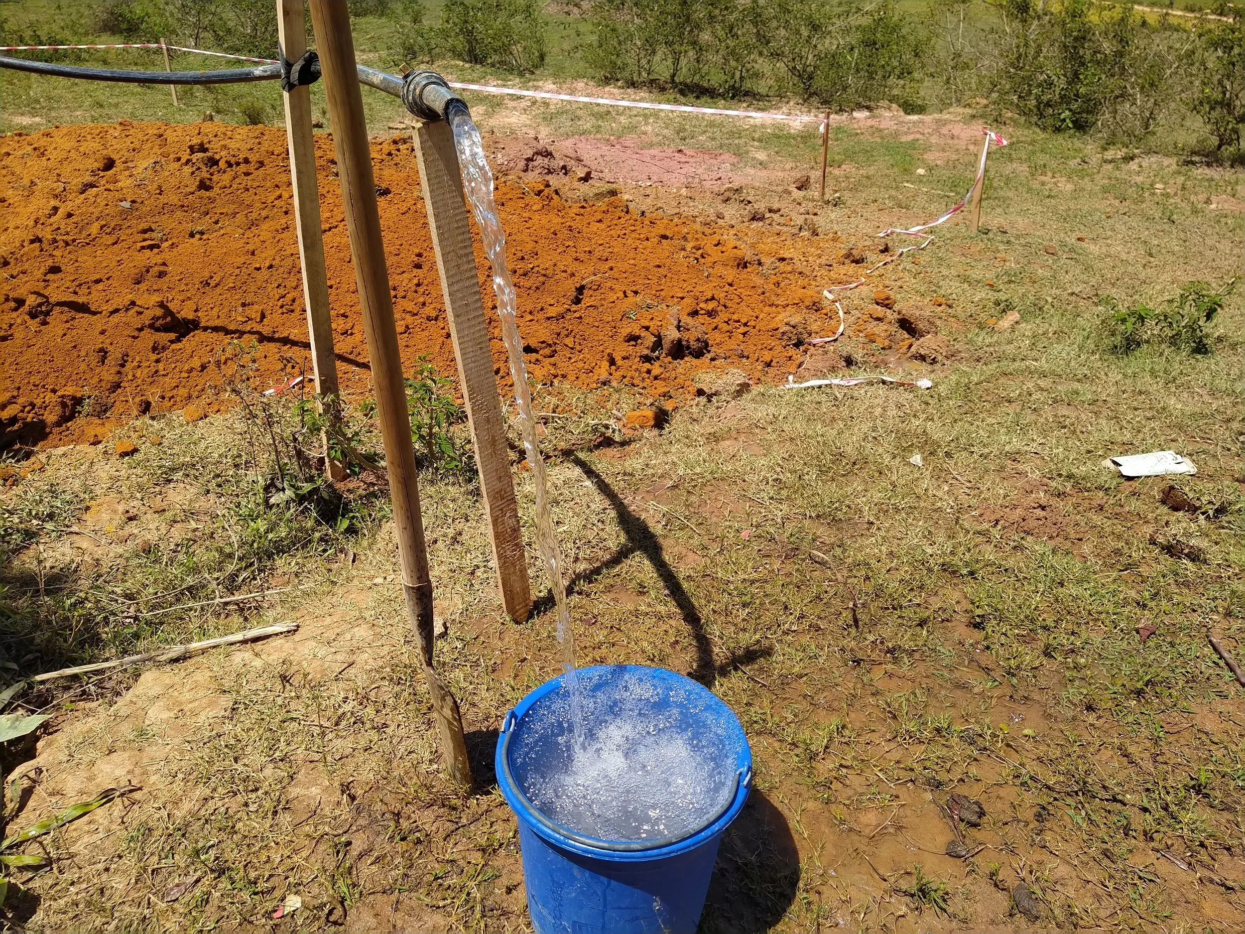 Clean water flowing for the first time during construction