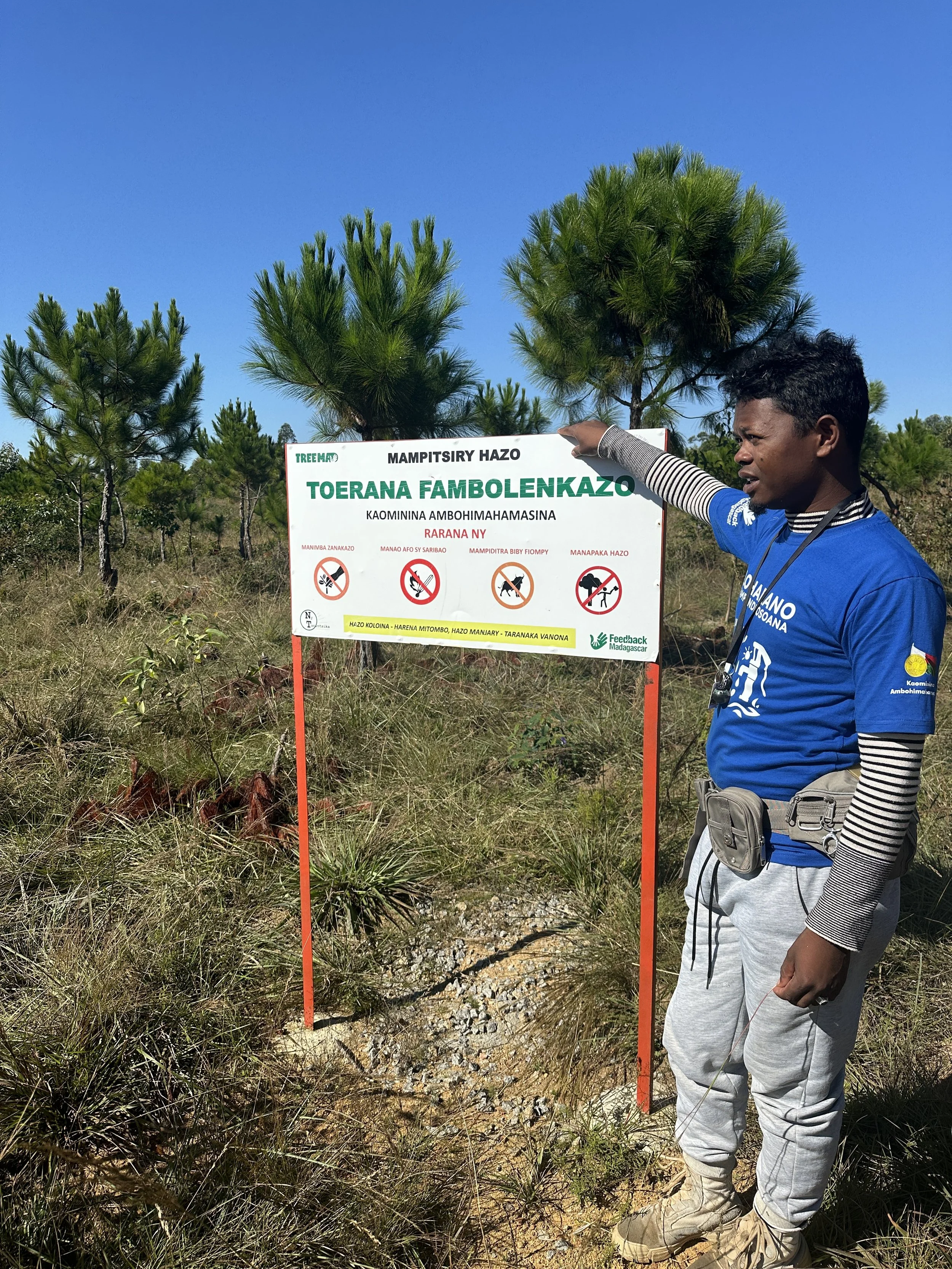 TreeMad field agent Vonjy showing everyone around the Ampembe reforestation site
