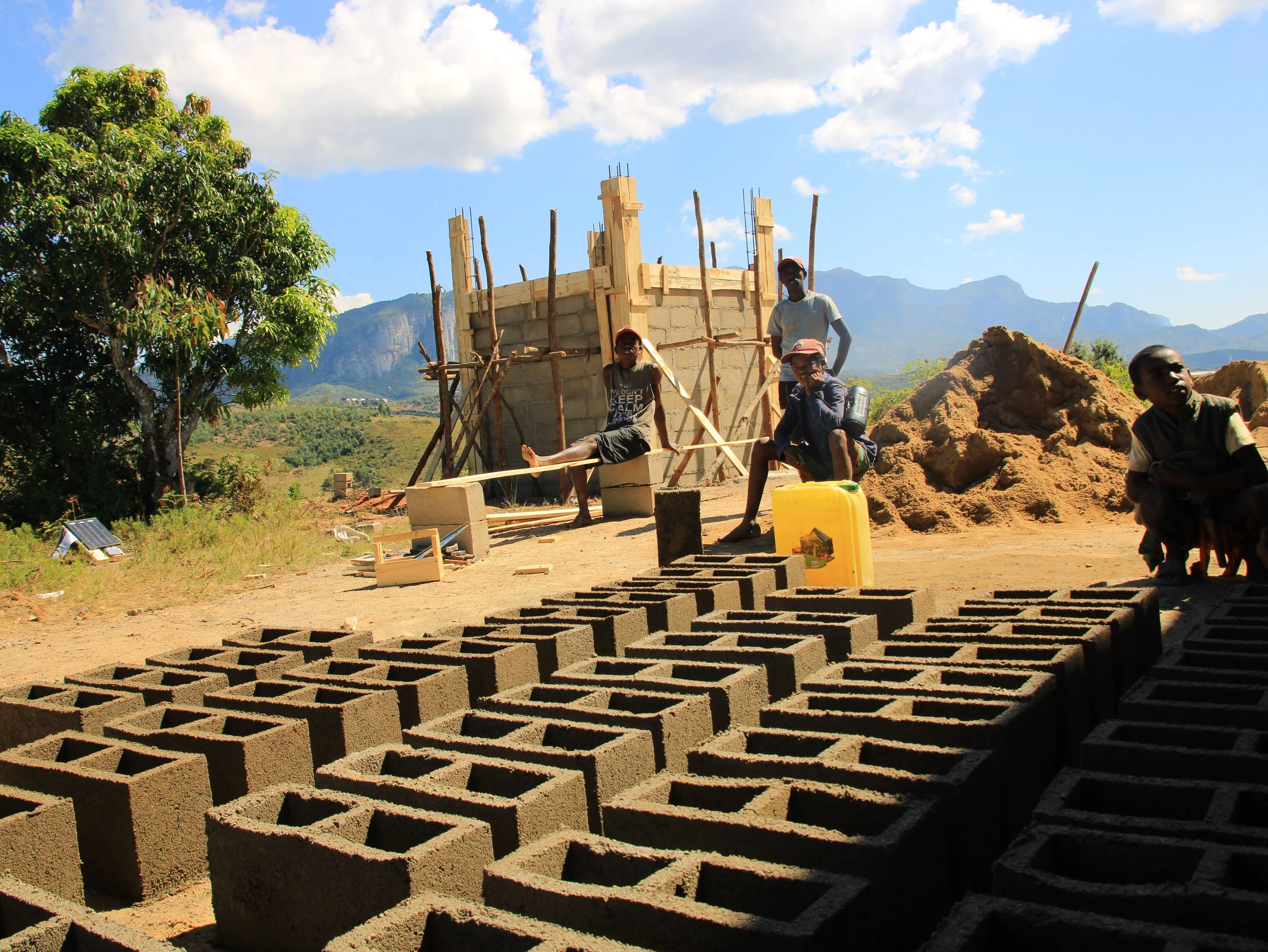 Bricks drying in the sun for the construction of a new water tower in Itaolana
