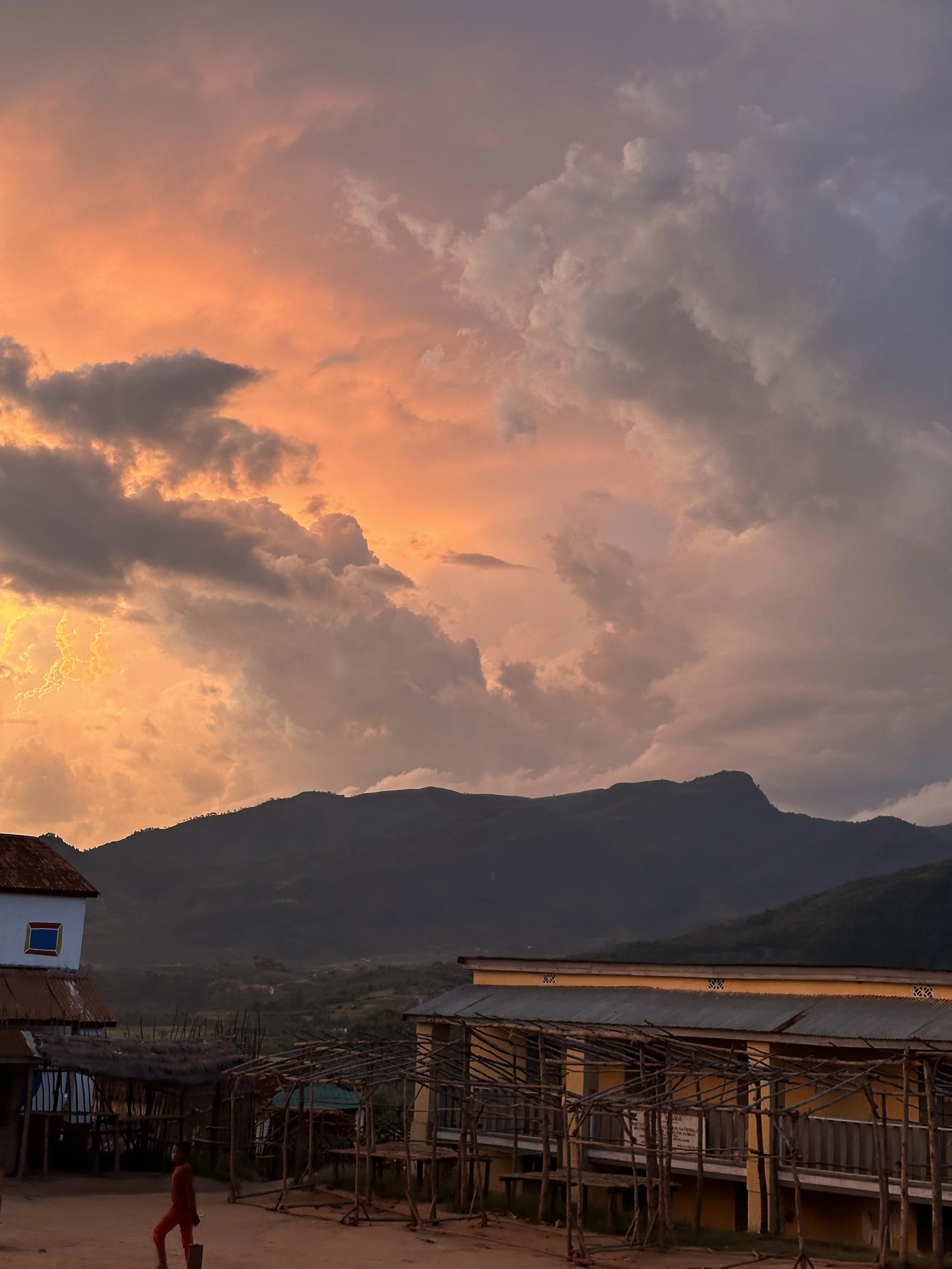 We watched the sun set over the mountains that evening