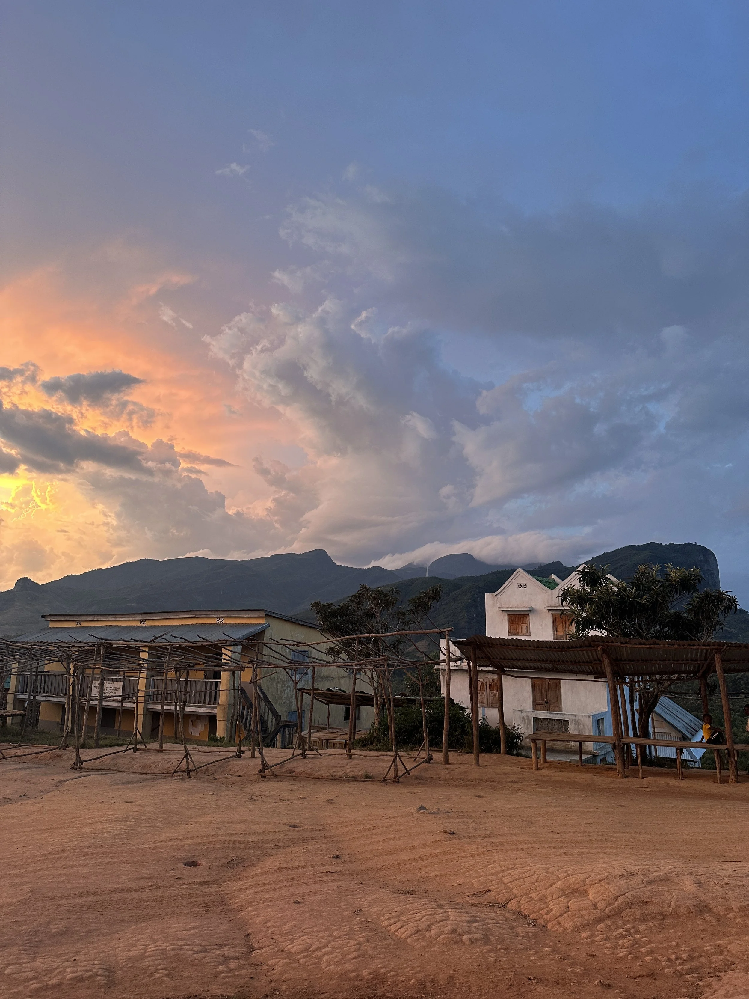 We watched the sun set over the mountains that evening