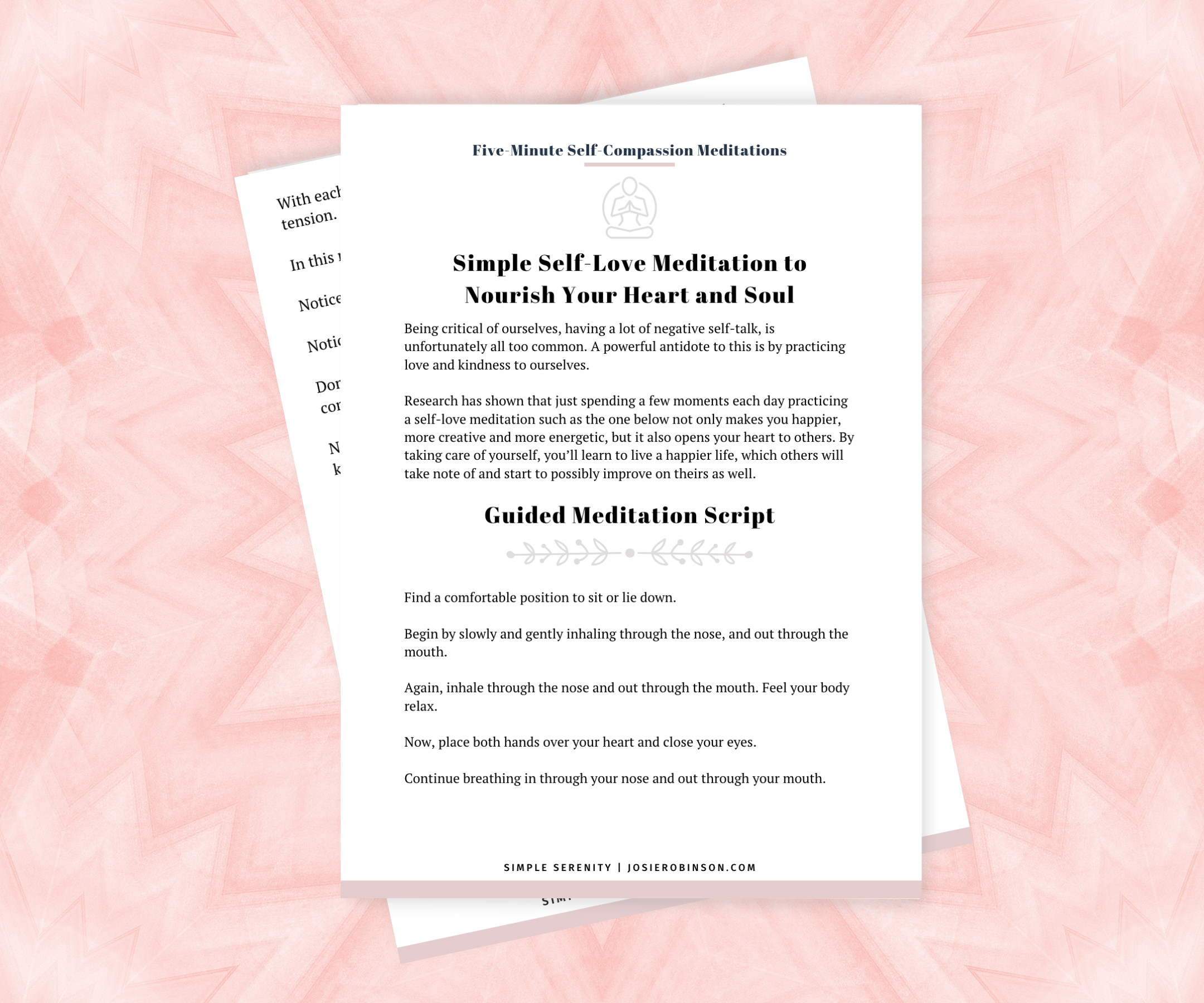 Free guided self-compassion meditation PDF download from Simple Serenity meditation collection