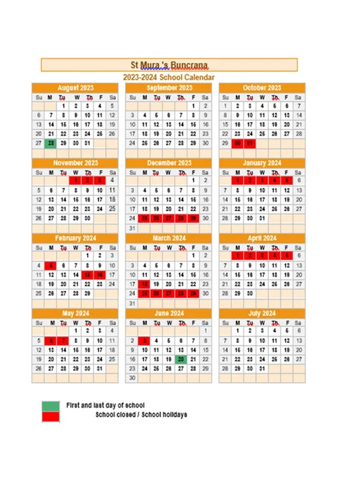 School Calendar 2023-2024 — St Mura's National School