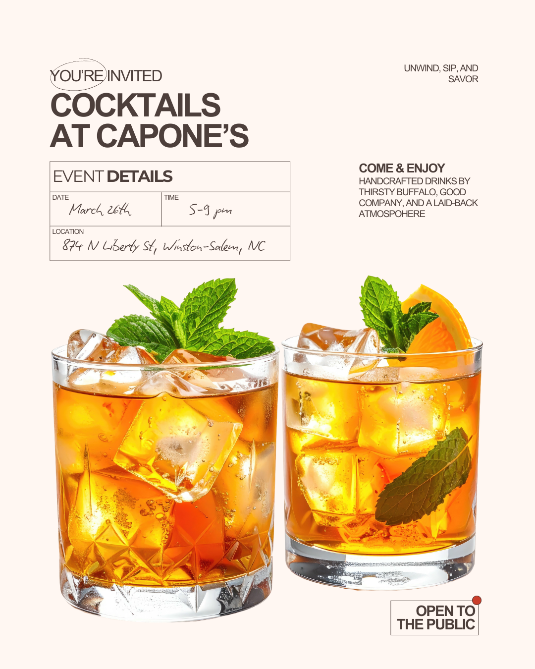 March's Cocktails at Capone's