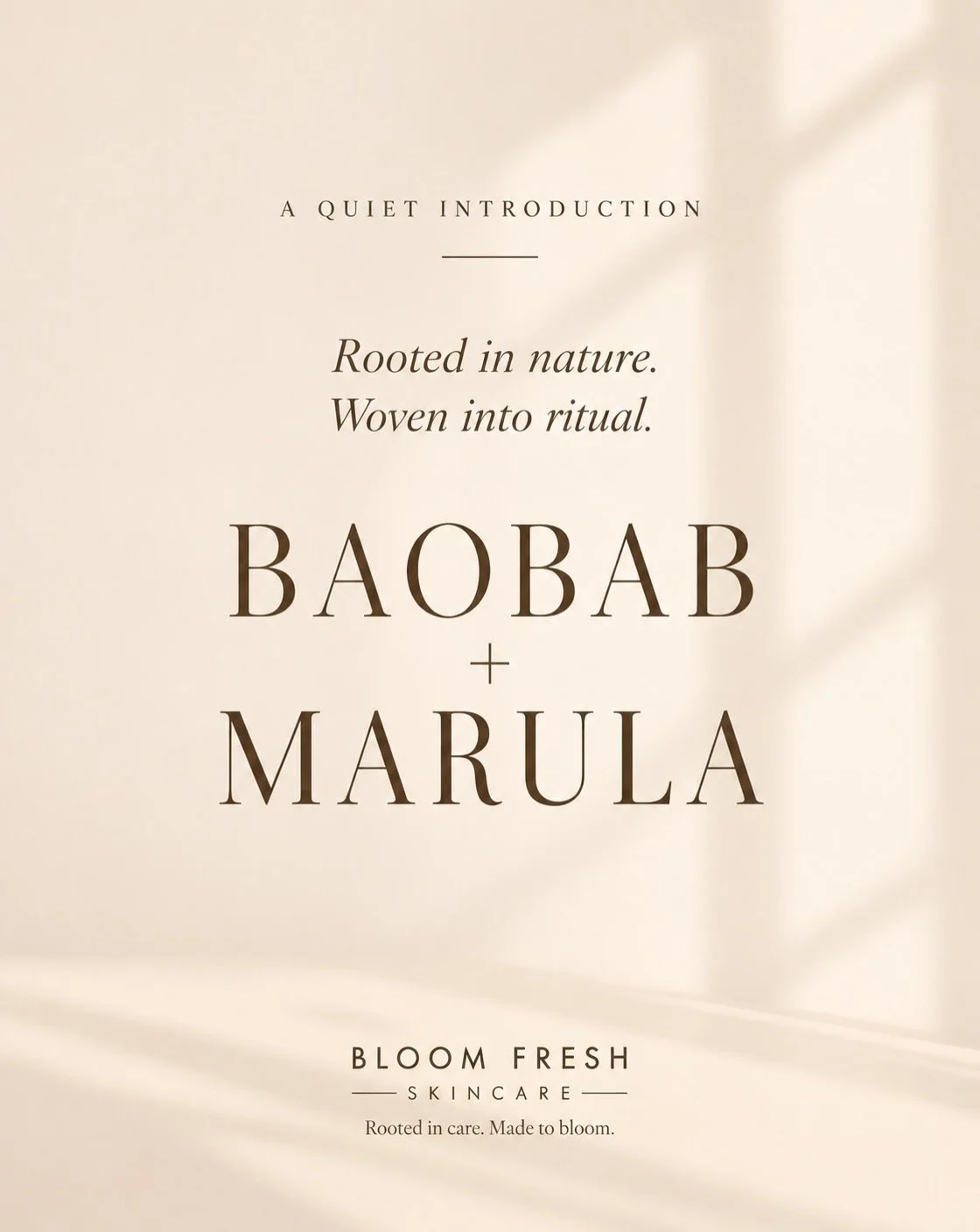 Two African botanicals.
Two distinct expressions of care.

Baobab and Marula have long been treasured for what they hold within&mdash;and each brings something different to the ritual of caring for skin.

Baobab oil offers soft, steady nourishment, s