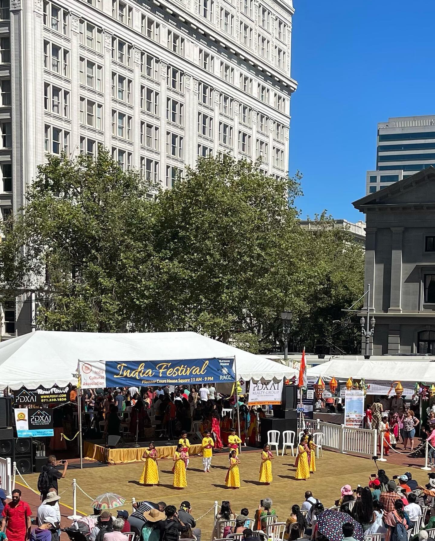 Thousands came to @thesquarepdx for the return of the India Festival. Programming public spaces is a key to the recovery of downtown Portland.  #portland #indiafestival #cityandspire #downtownportland