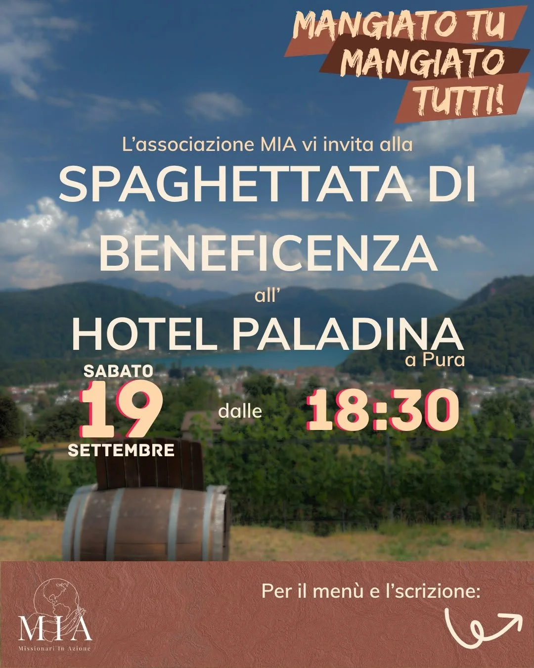MANGIATO TU, MANGIATO TUTTI cena benefica MIA