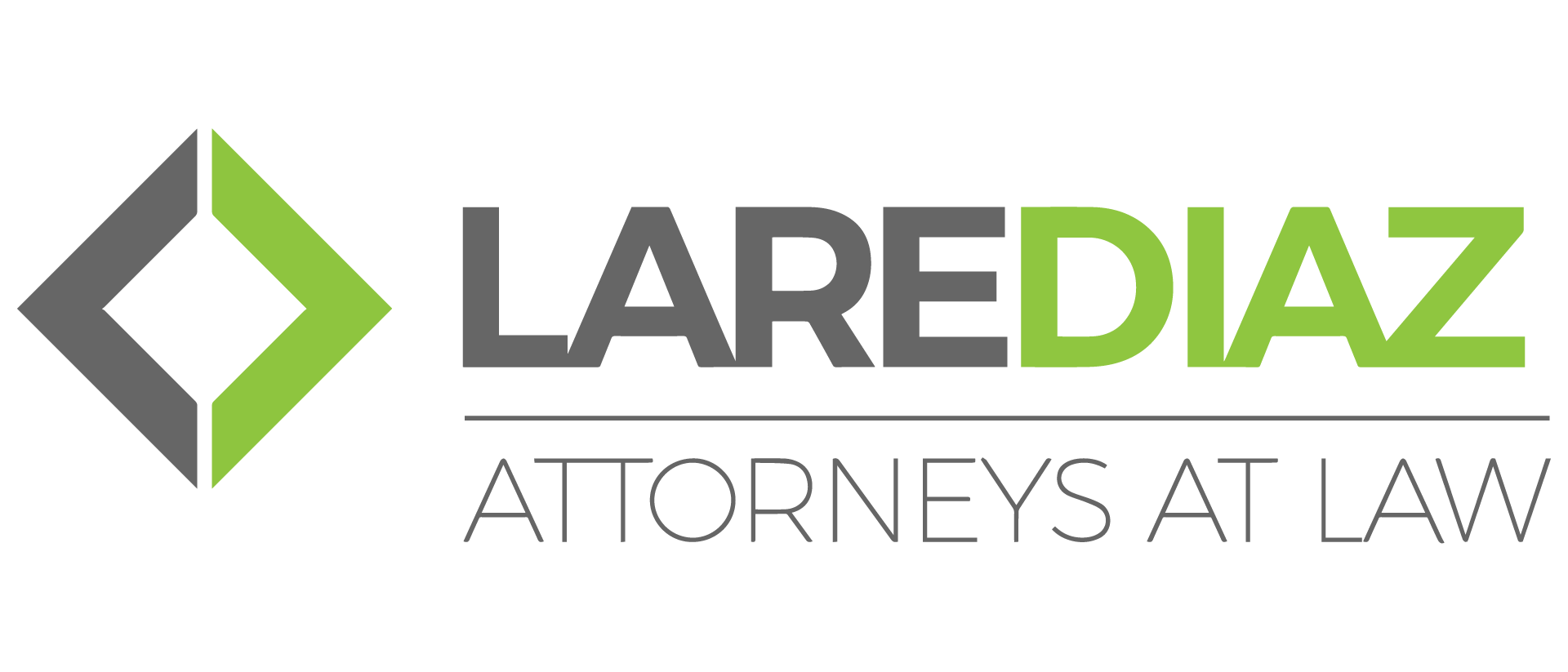 LareDIAZ Attorneys at Law logo with green and gray geometric design